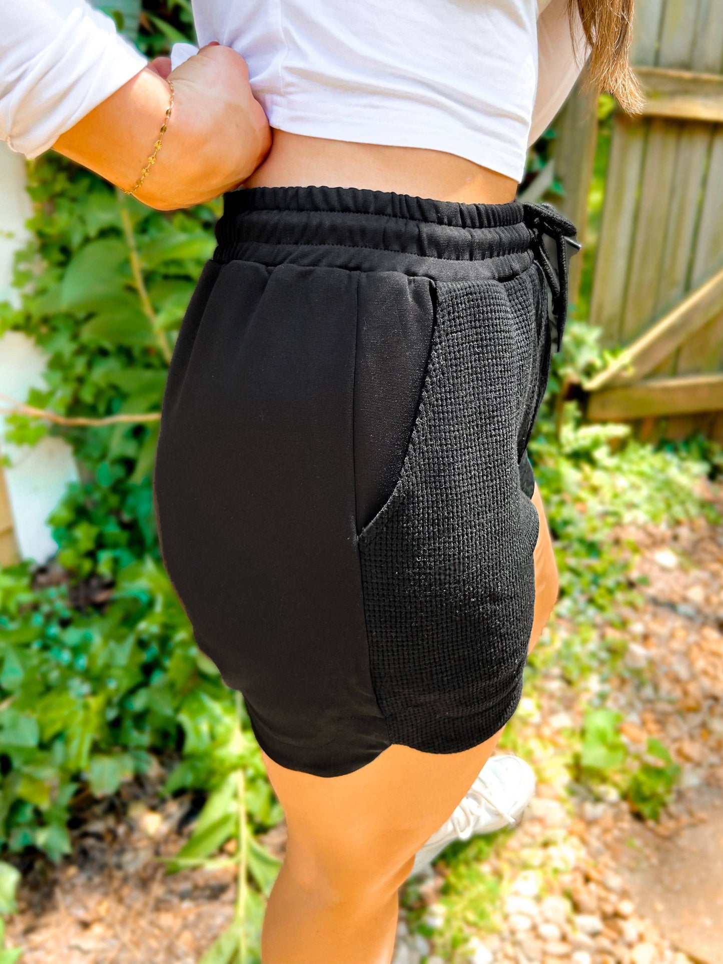 Waffle Shorts 2 Tone Black
