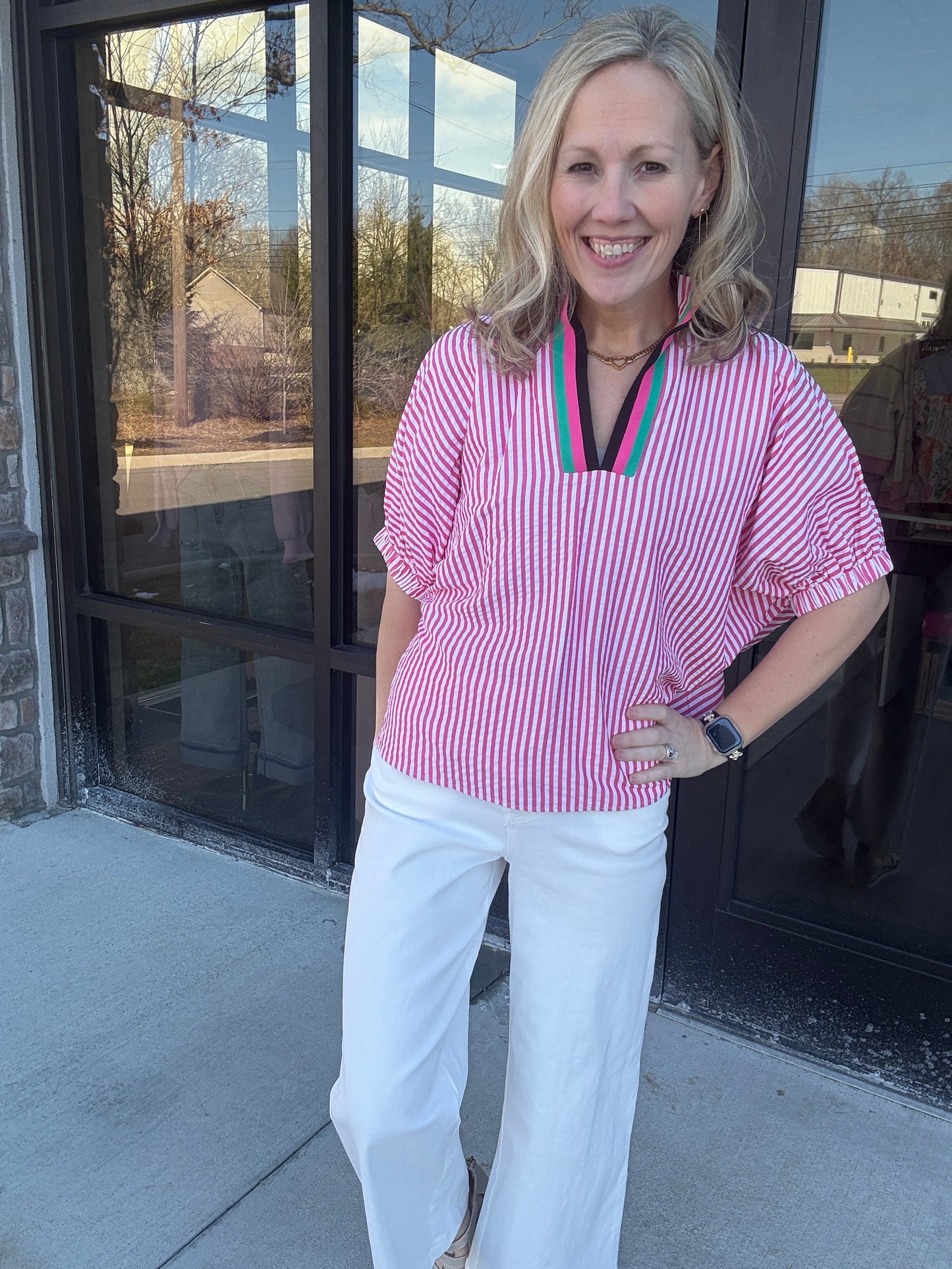 Spectrum Striped Top- Pink