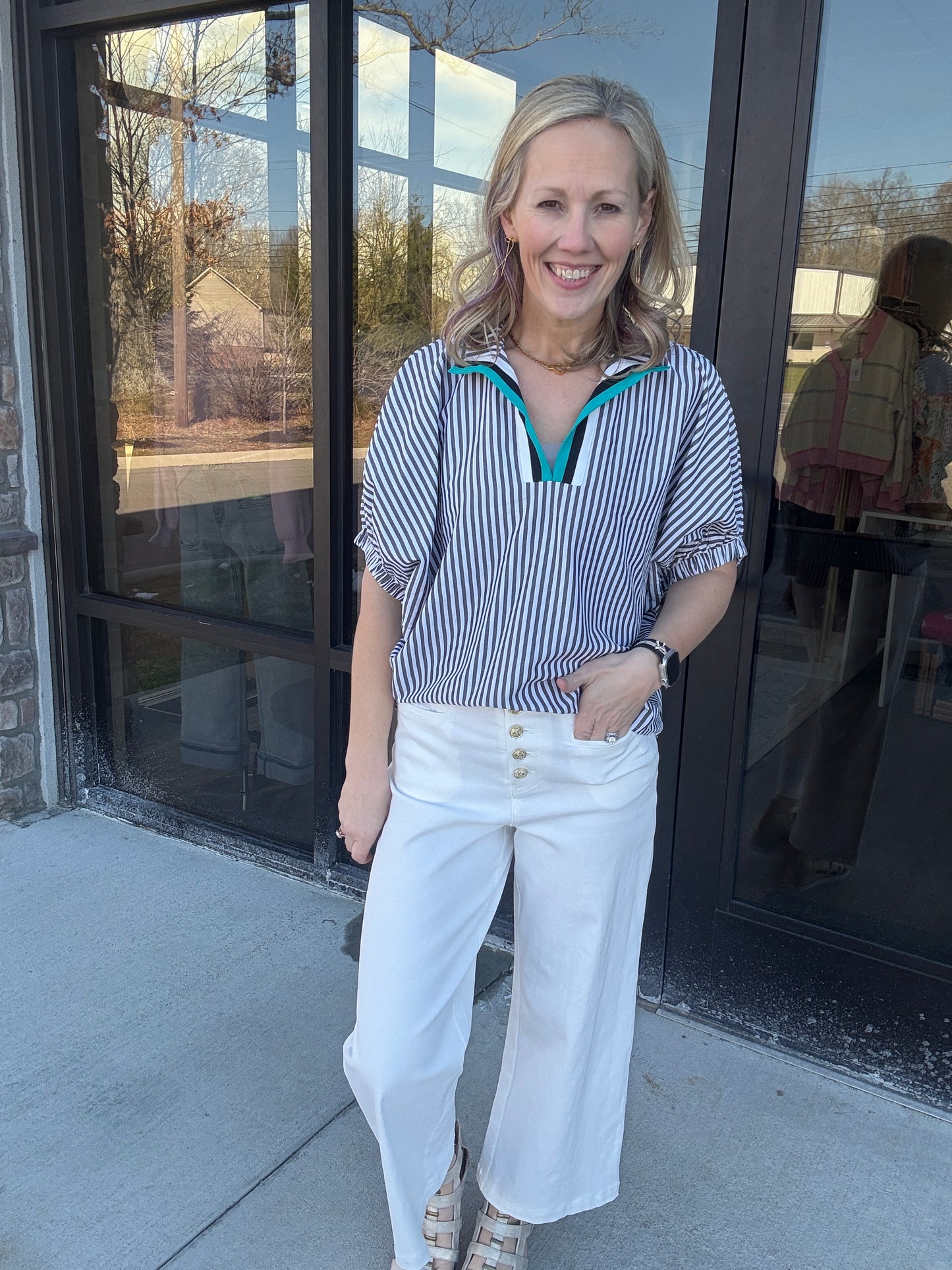 Spectrum Striped Top- Black