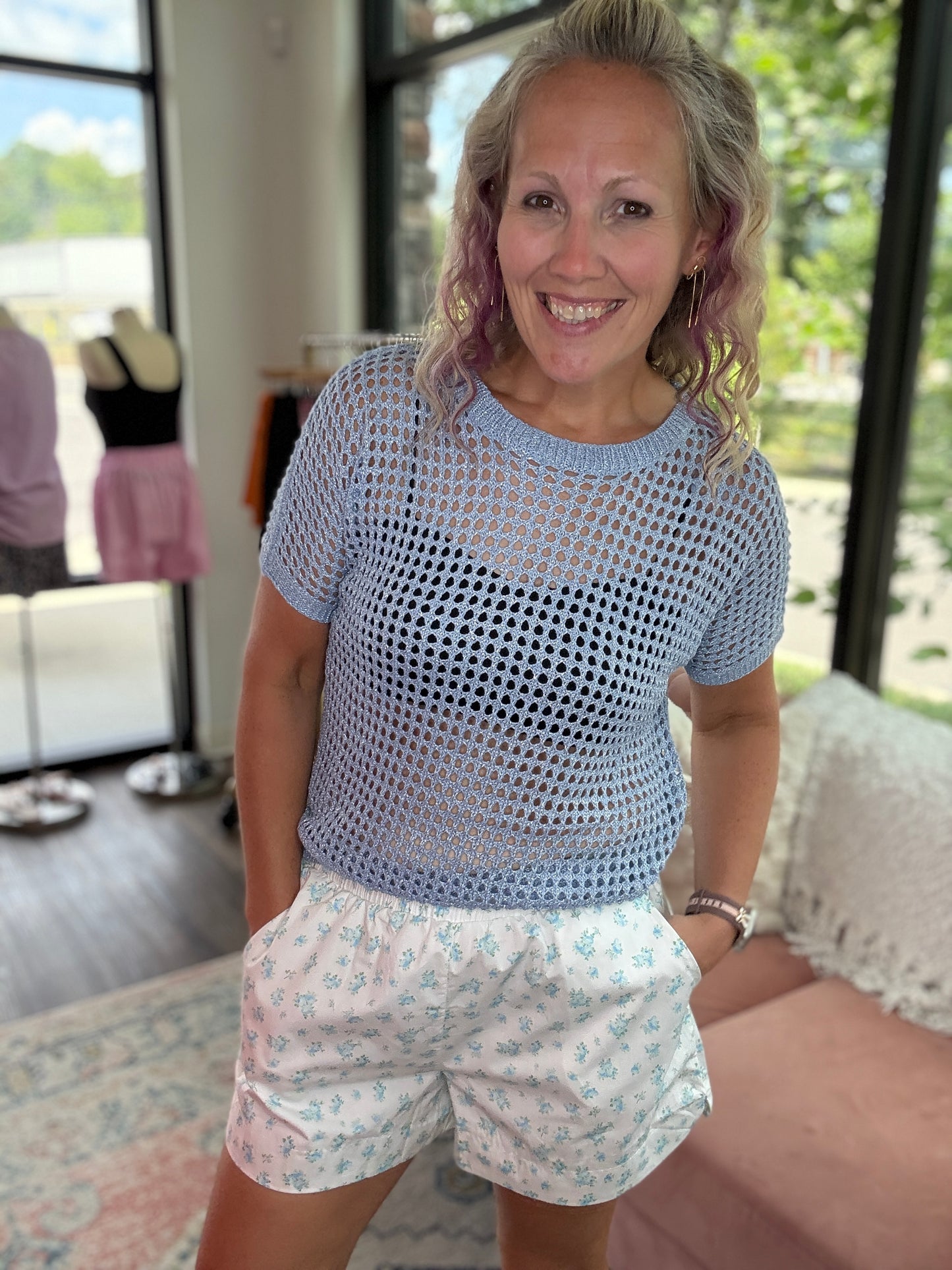 Sun & Fun Shorts- Aqua Floral