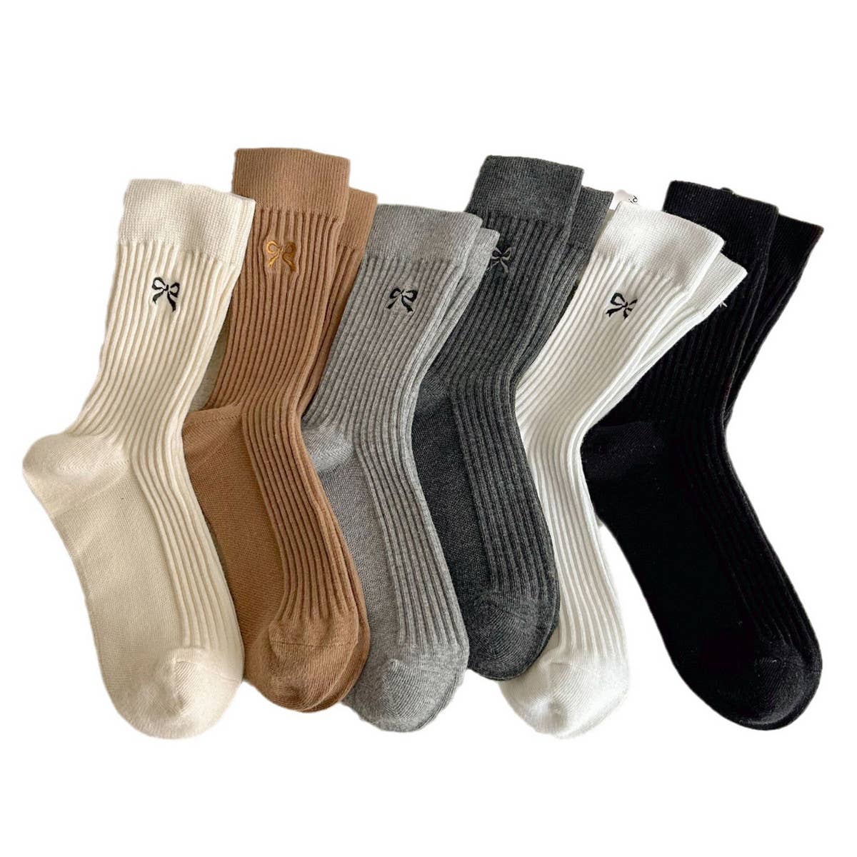 Bow Socks- Coffee