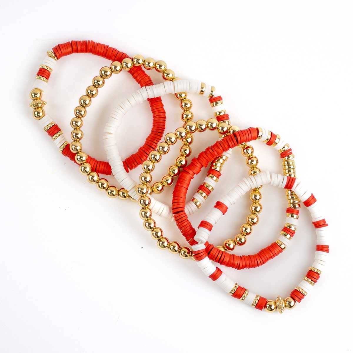 Red/White/Gold Bracelet Stack