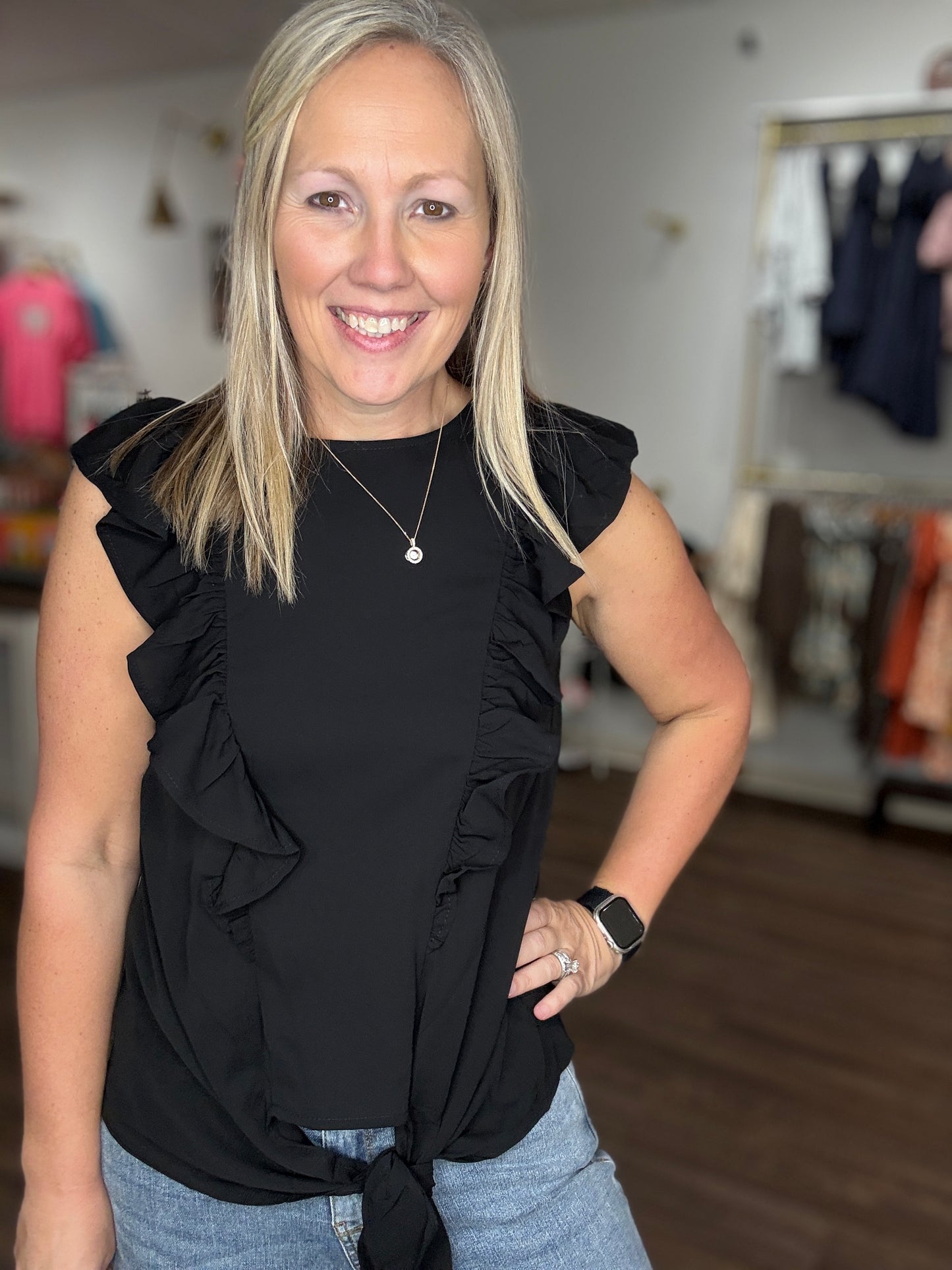 Kylie Twist Tie Top- Black (S,M)