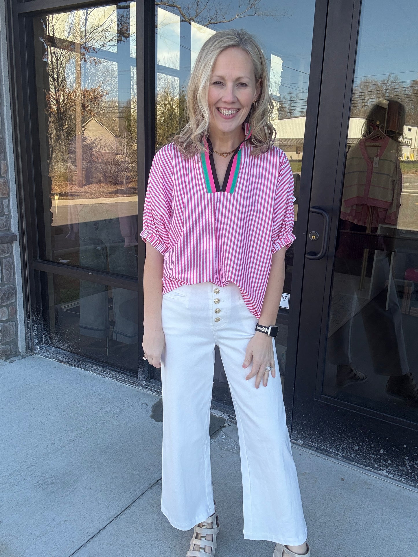 Spectrum Striped Top- Pink