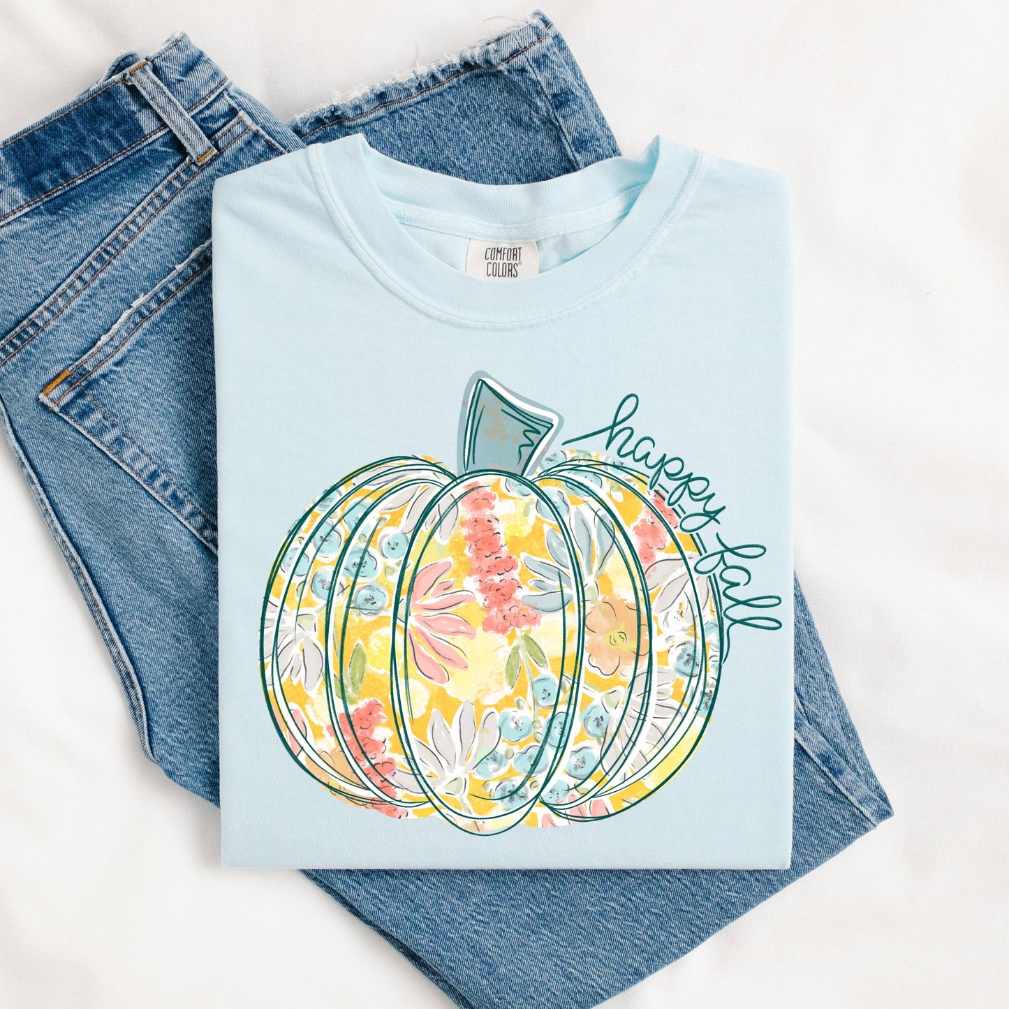 Happy Fall Floral Pumpkin Tee