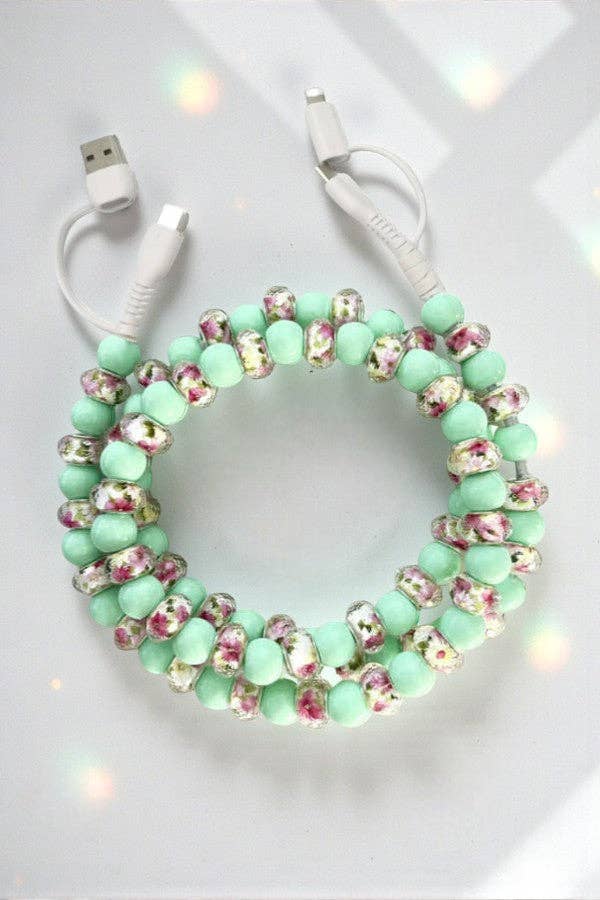 Floral Beaded Charger 4-1- Green