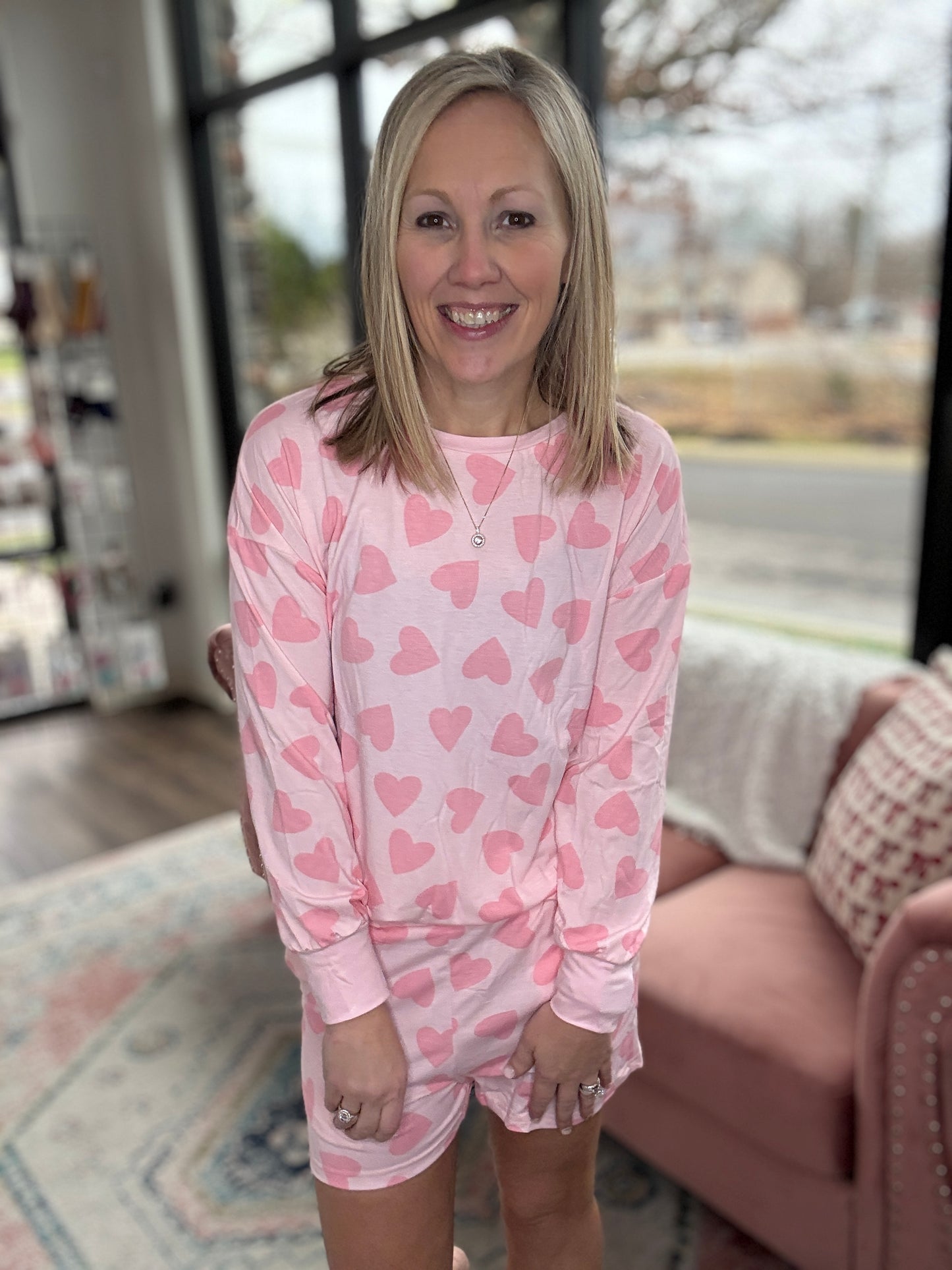 Heart Print Loungewear Set