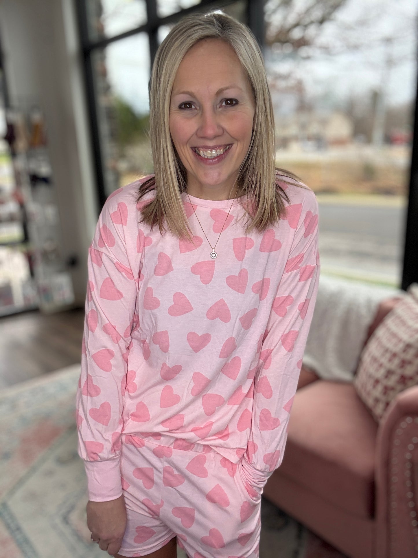 Heart Print Loungewear Set