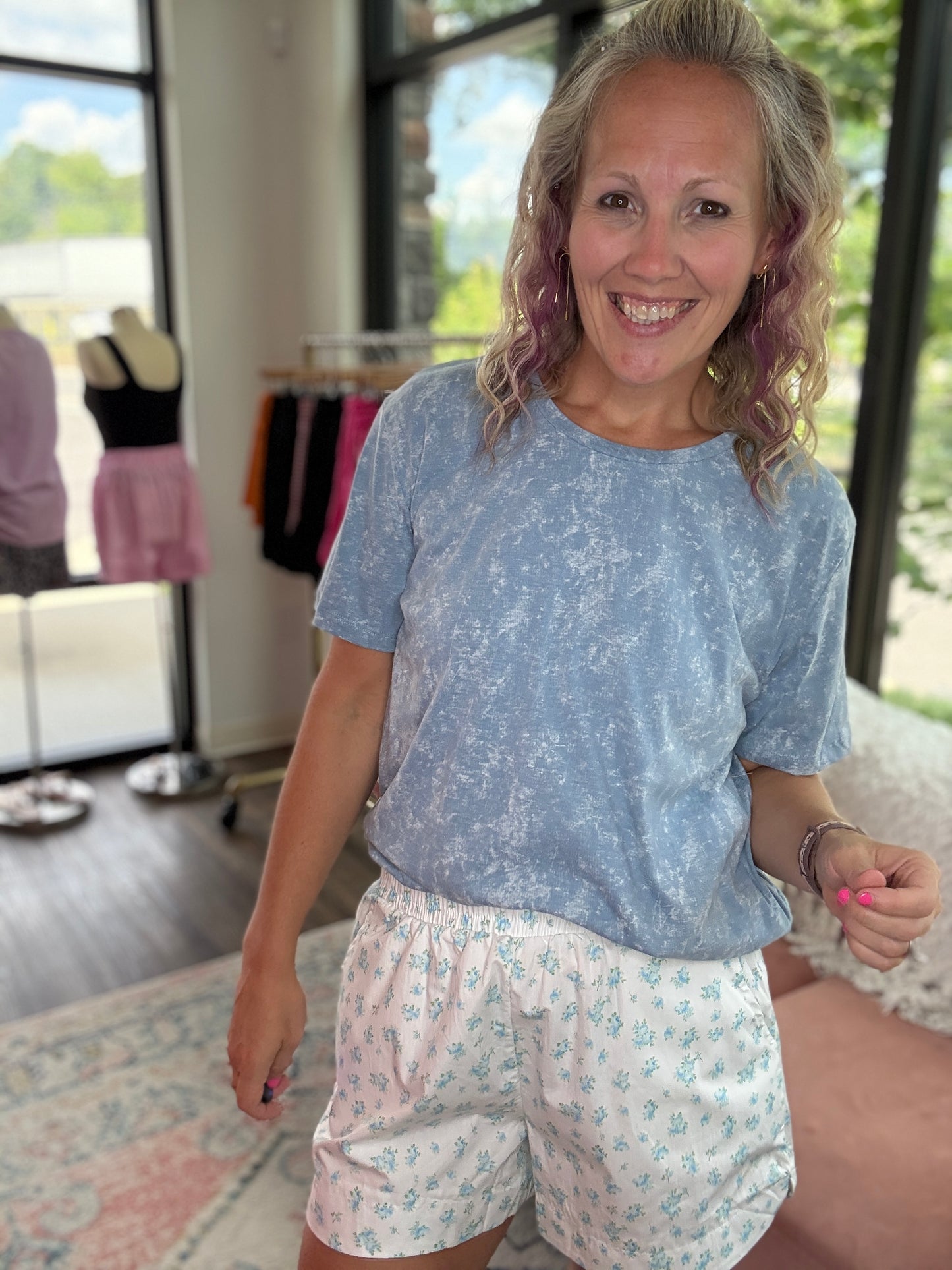 Sun & Fun Shorts- Aqua Floral