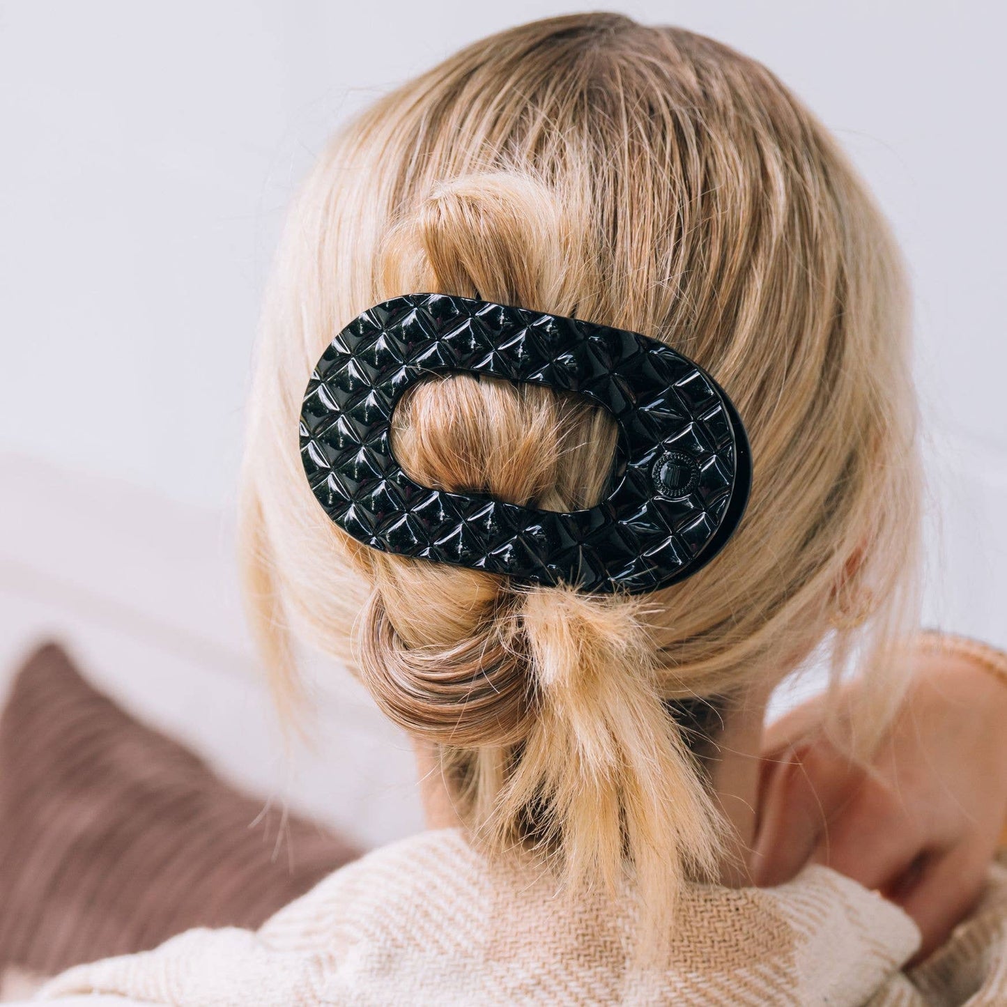 Jet Black Quilted Round- Large