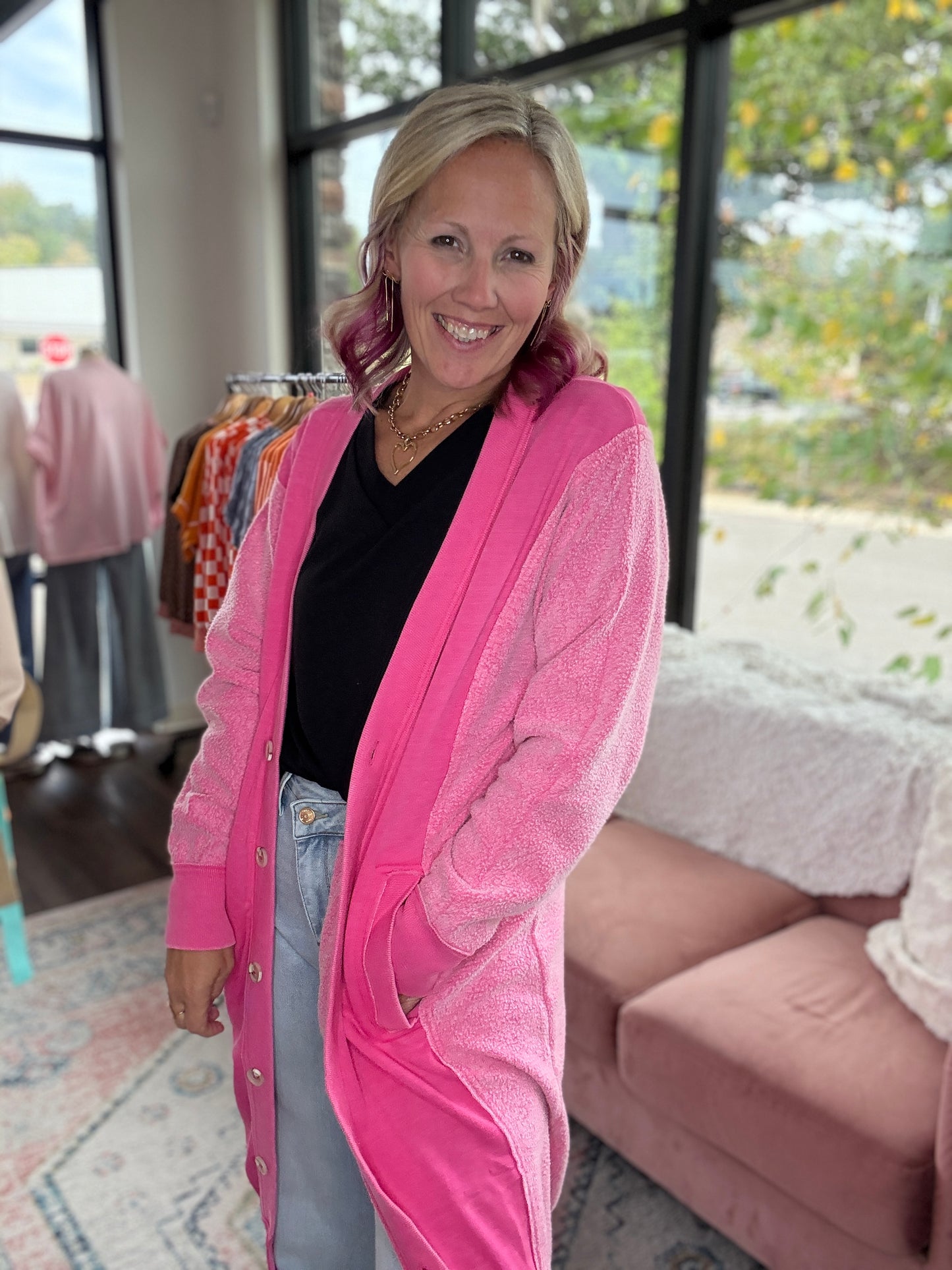 It's Friday Cardi- Pink