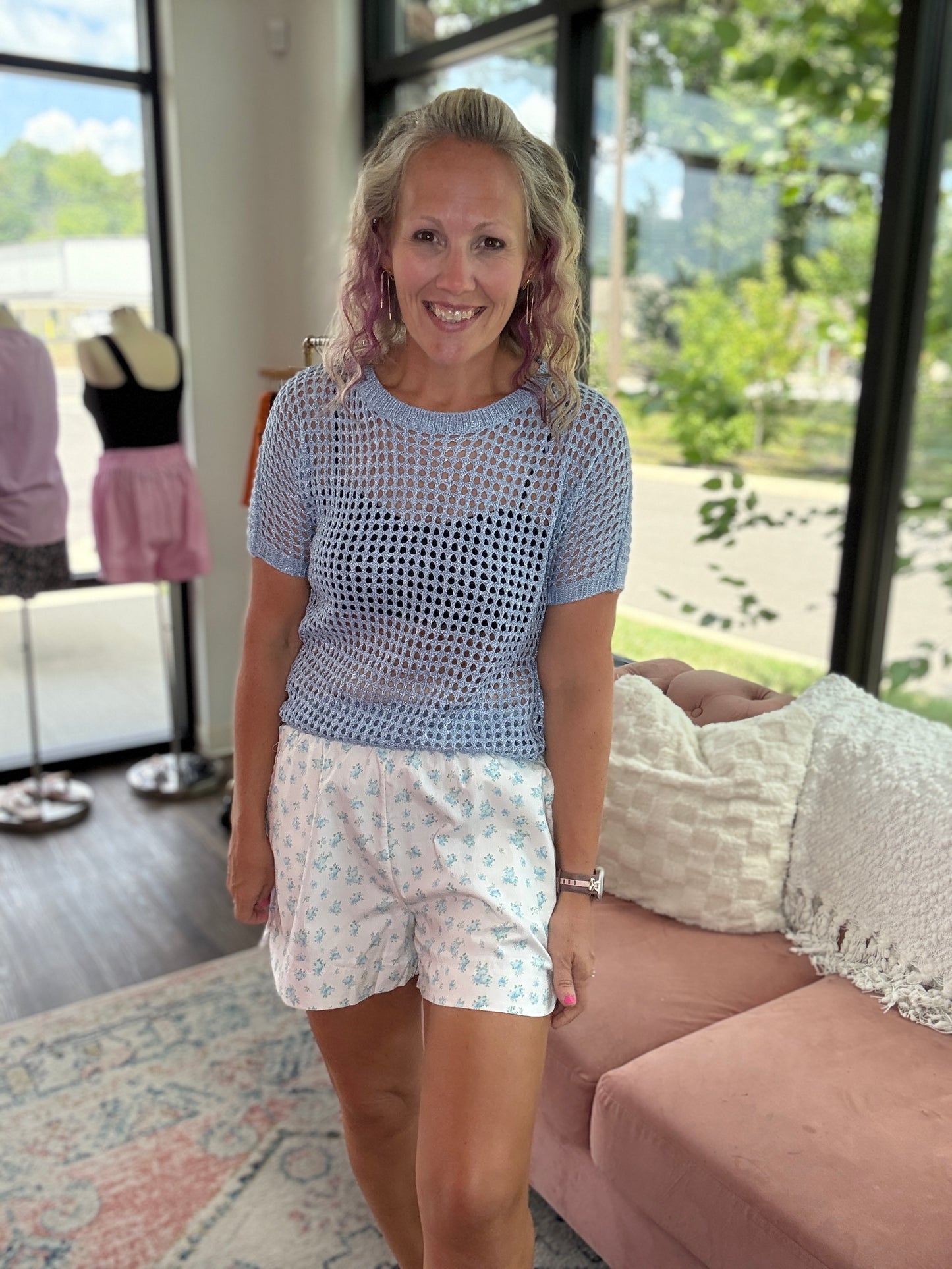 Sun & Fun Shorts- Aqua Floral