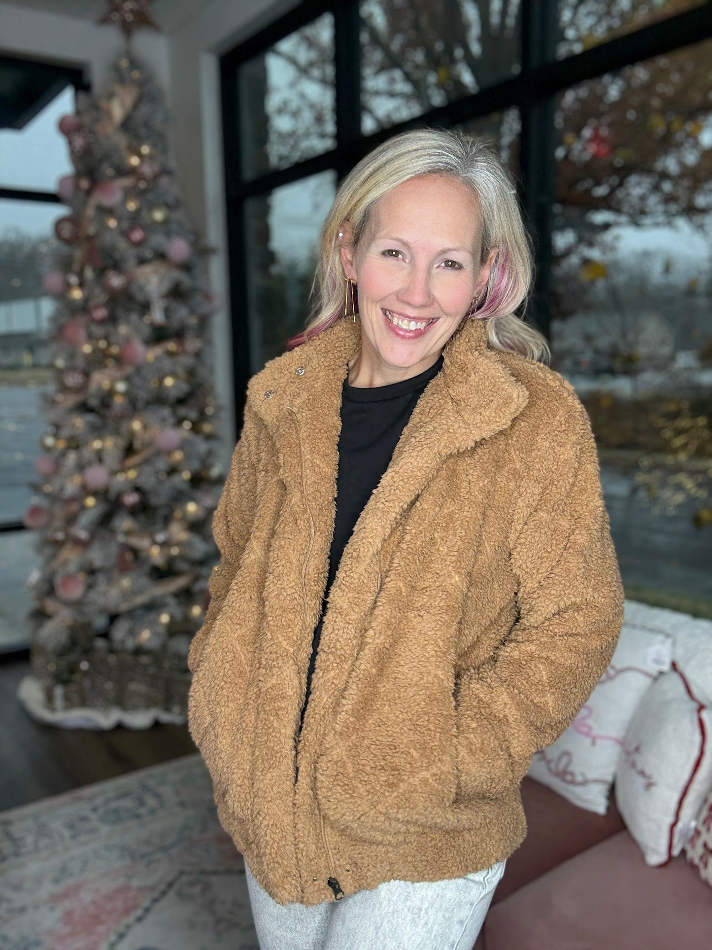 Candie Sherpa Jacket- Tan