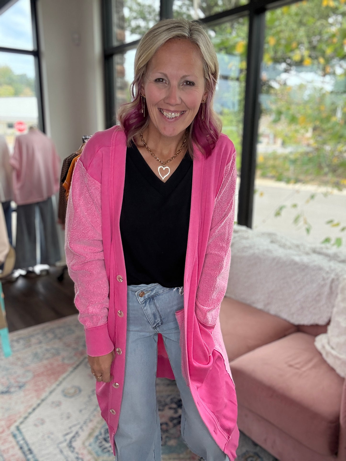 It's Friday Cardi- Pink
