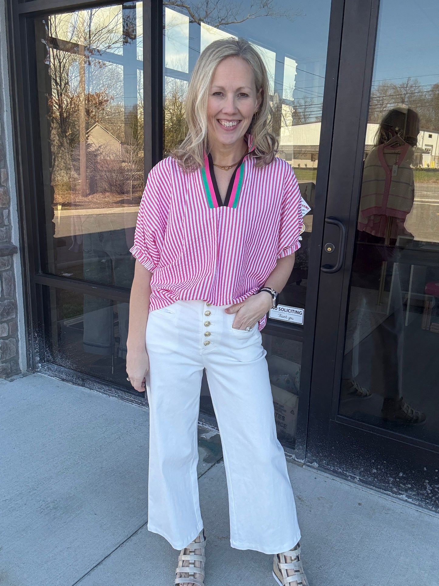 Spectrum Striped Top- Pink