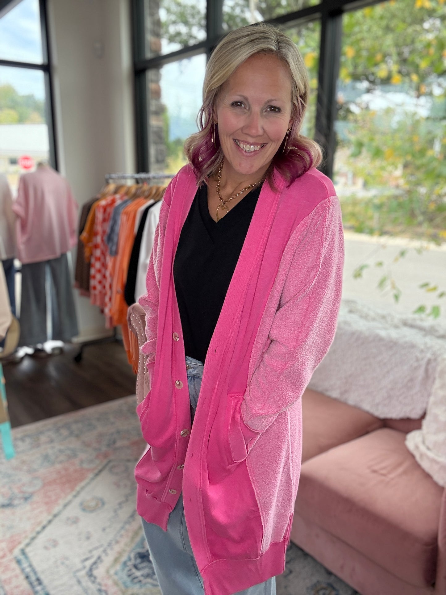 It's Friday Cardi- Pink