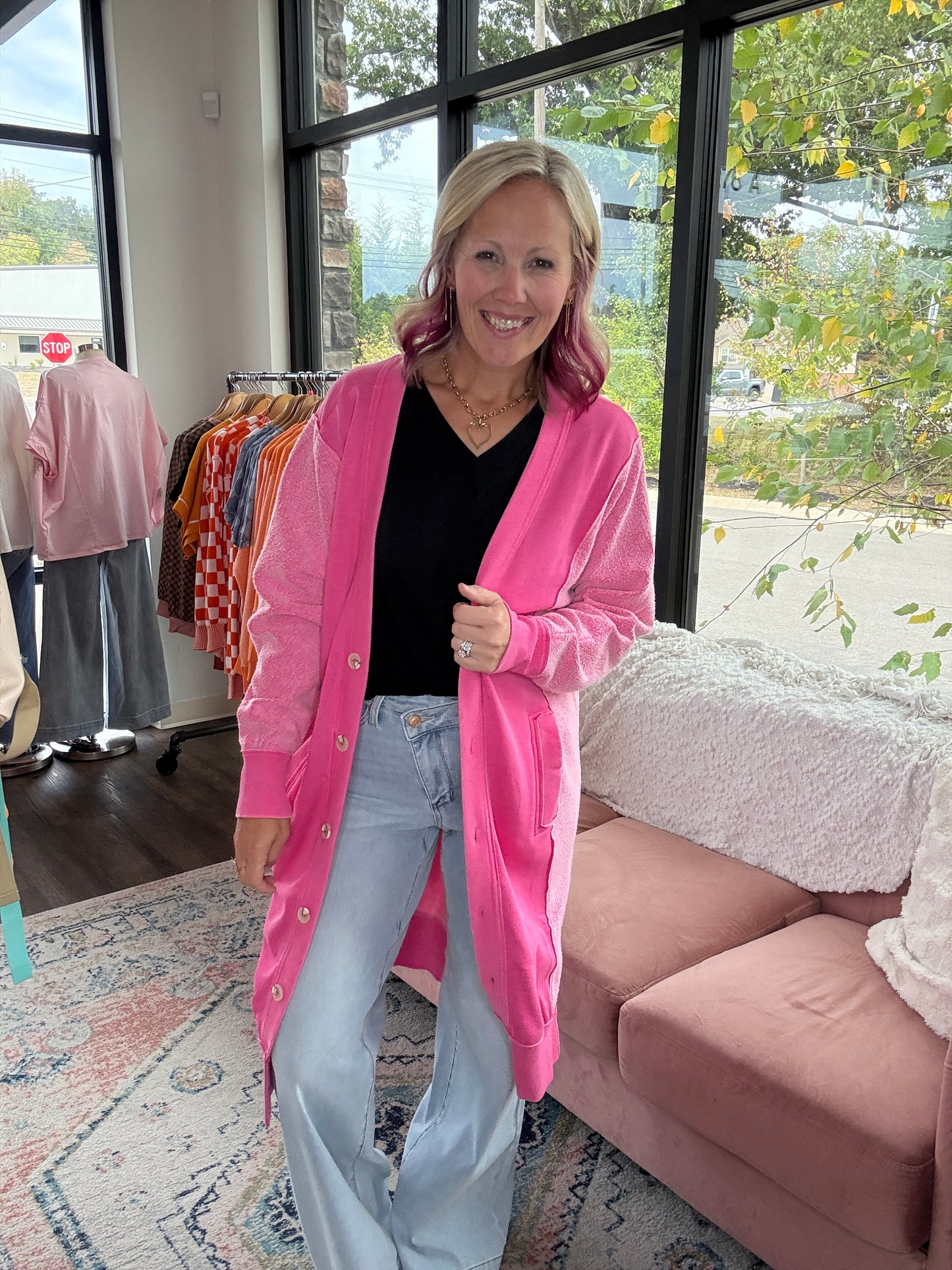 It's Friday Cardi- Pink
