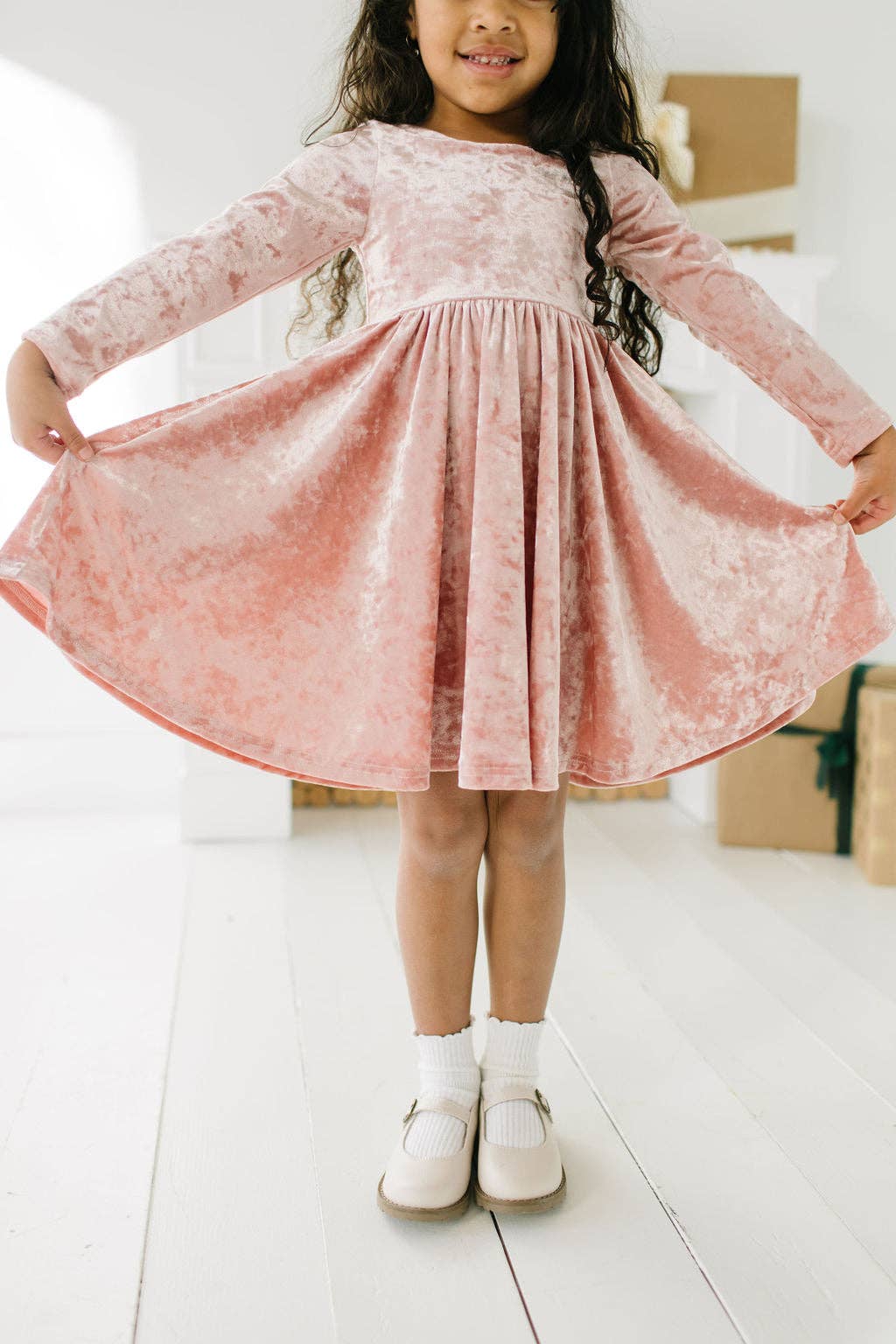 Gwendolyn Blush Velvet Dress