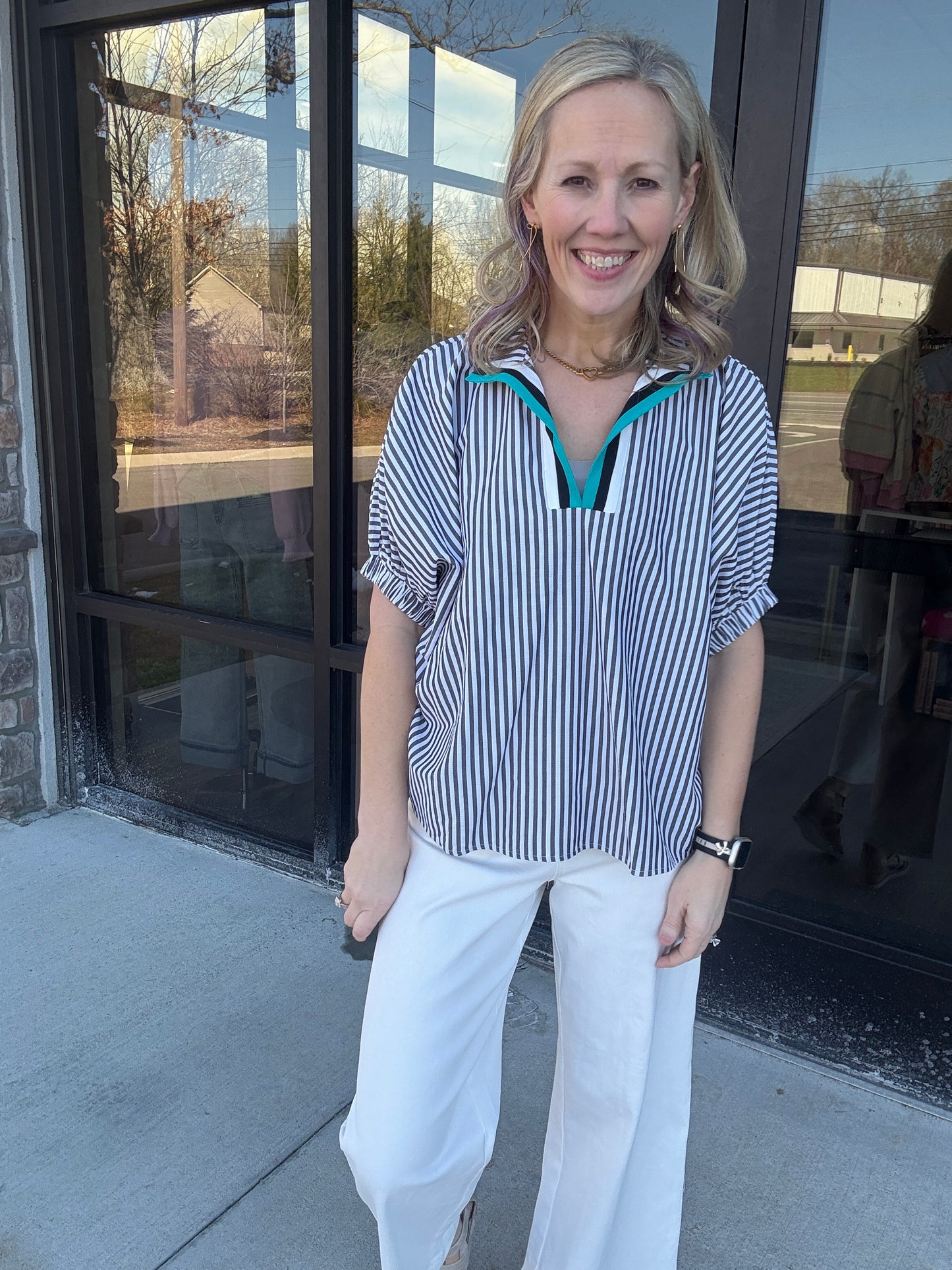 Spectrum Striped Top- Black