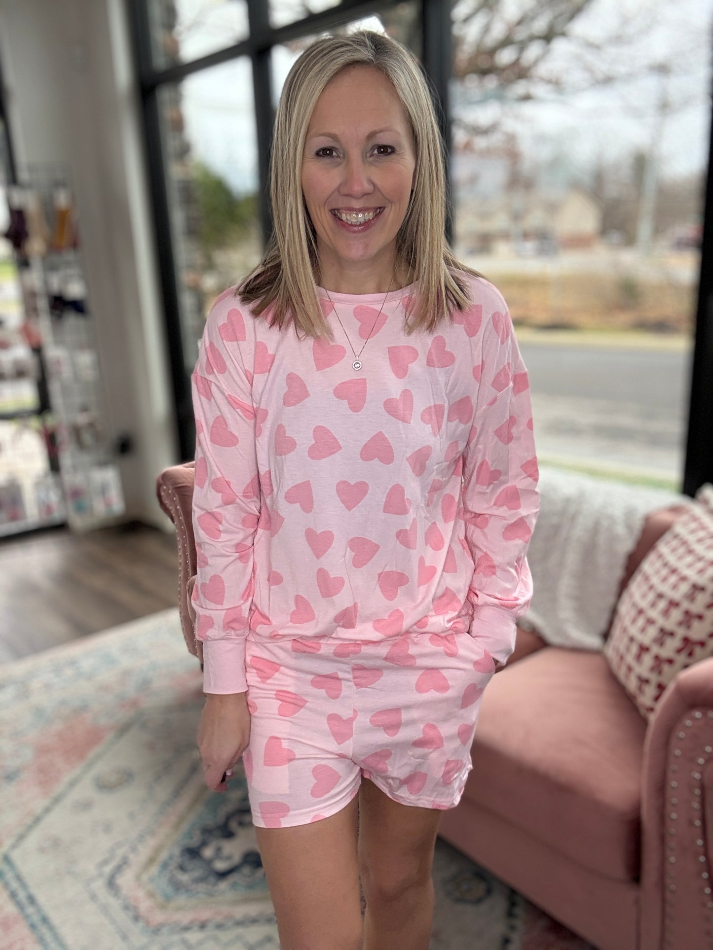 Heart Print Loungewear Set