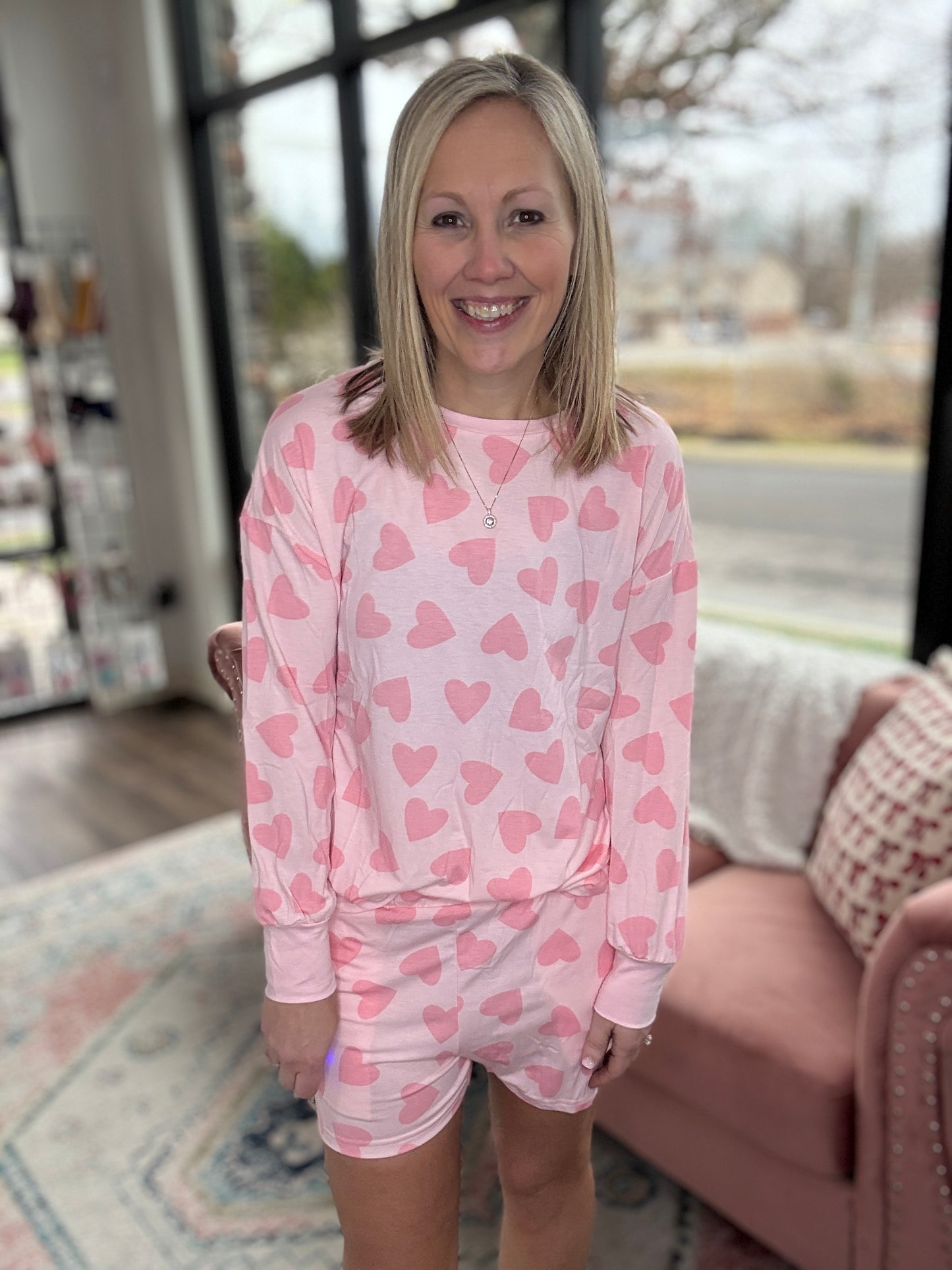 Heart Print Loungewear Set