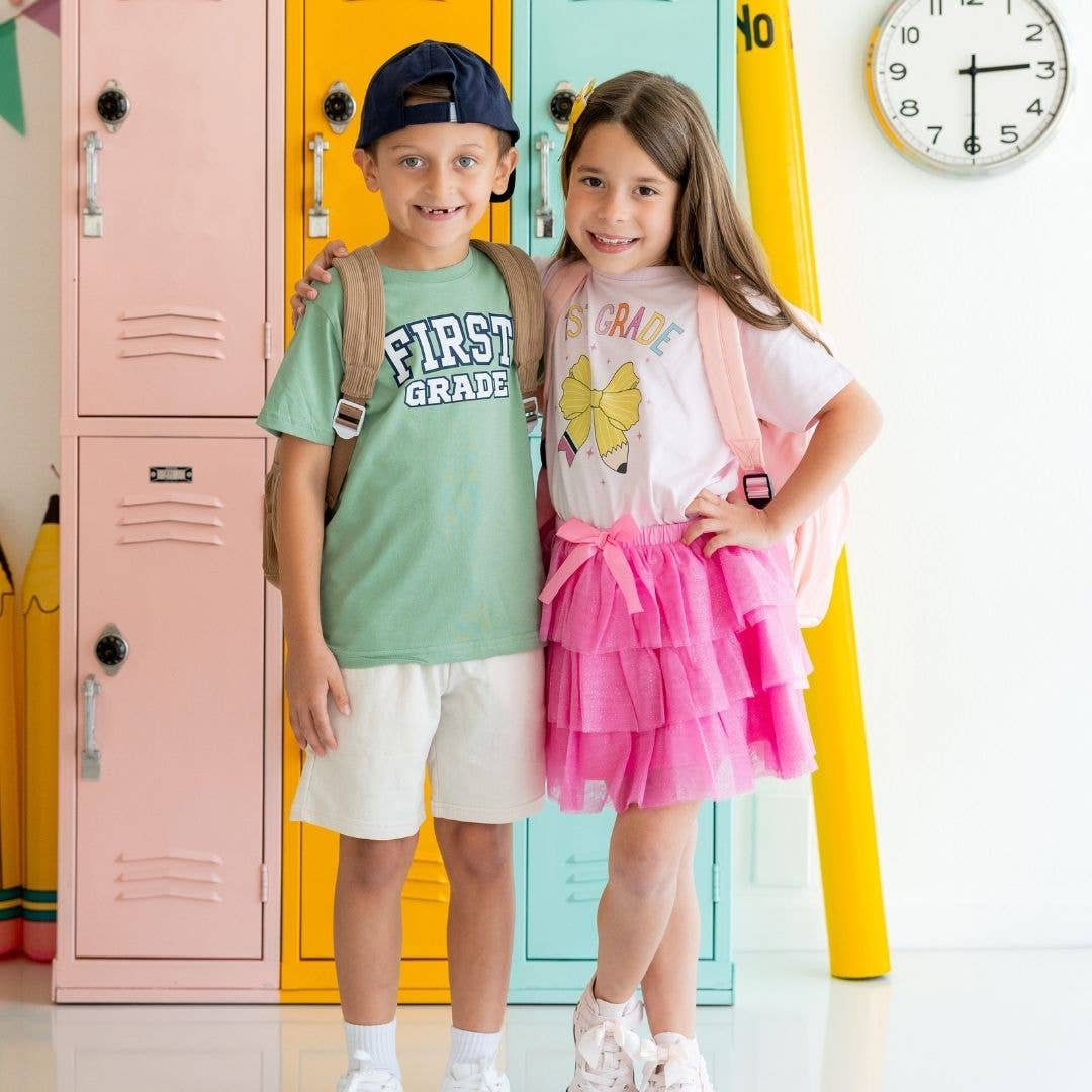 First Grade Pencil Bow Tee