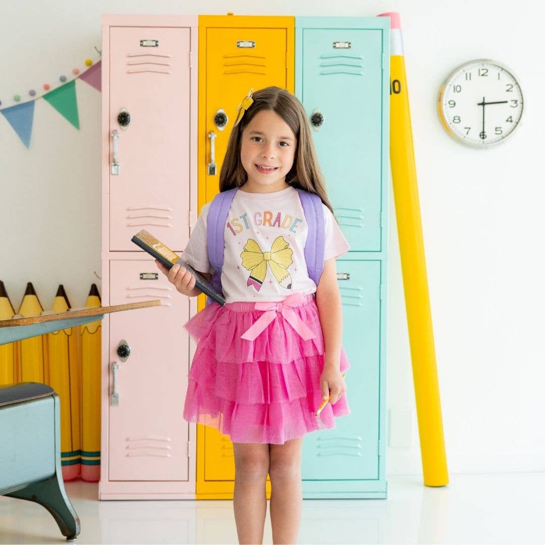 First Grade Pencil Bow Tee