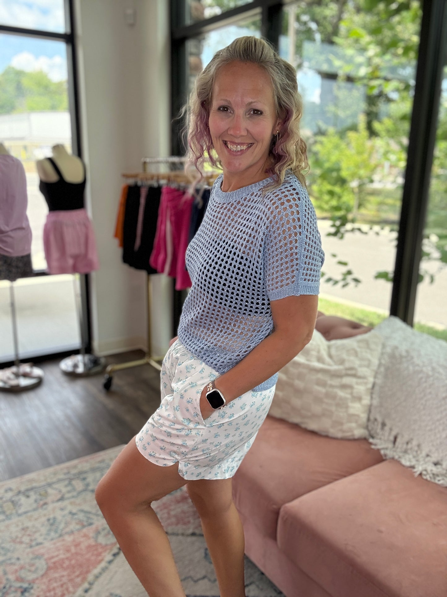 Sun & Fun Shorts- Aqua Floral