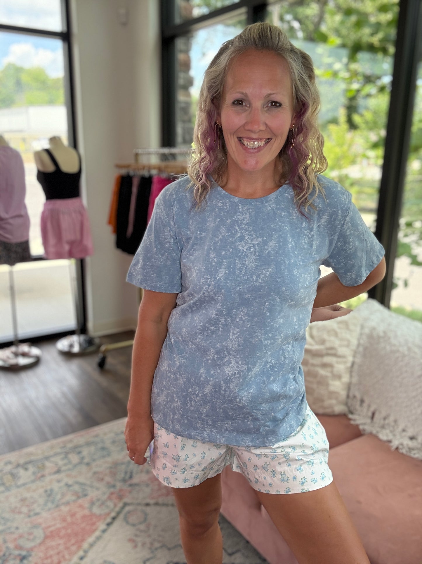 Sun & Fun Shorts- Aqua Floral