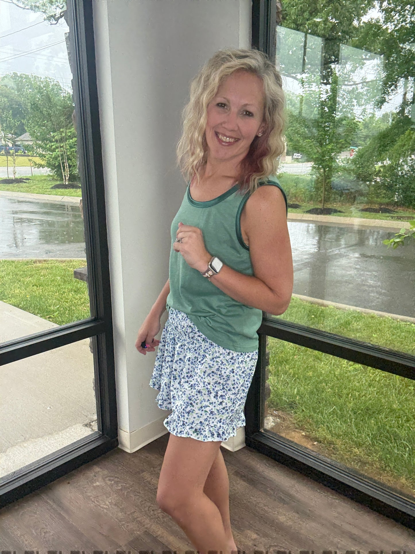 Sunny Strolls Shorts- Blue Floral