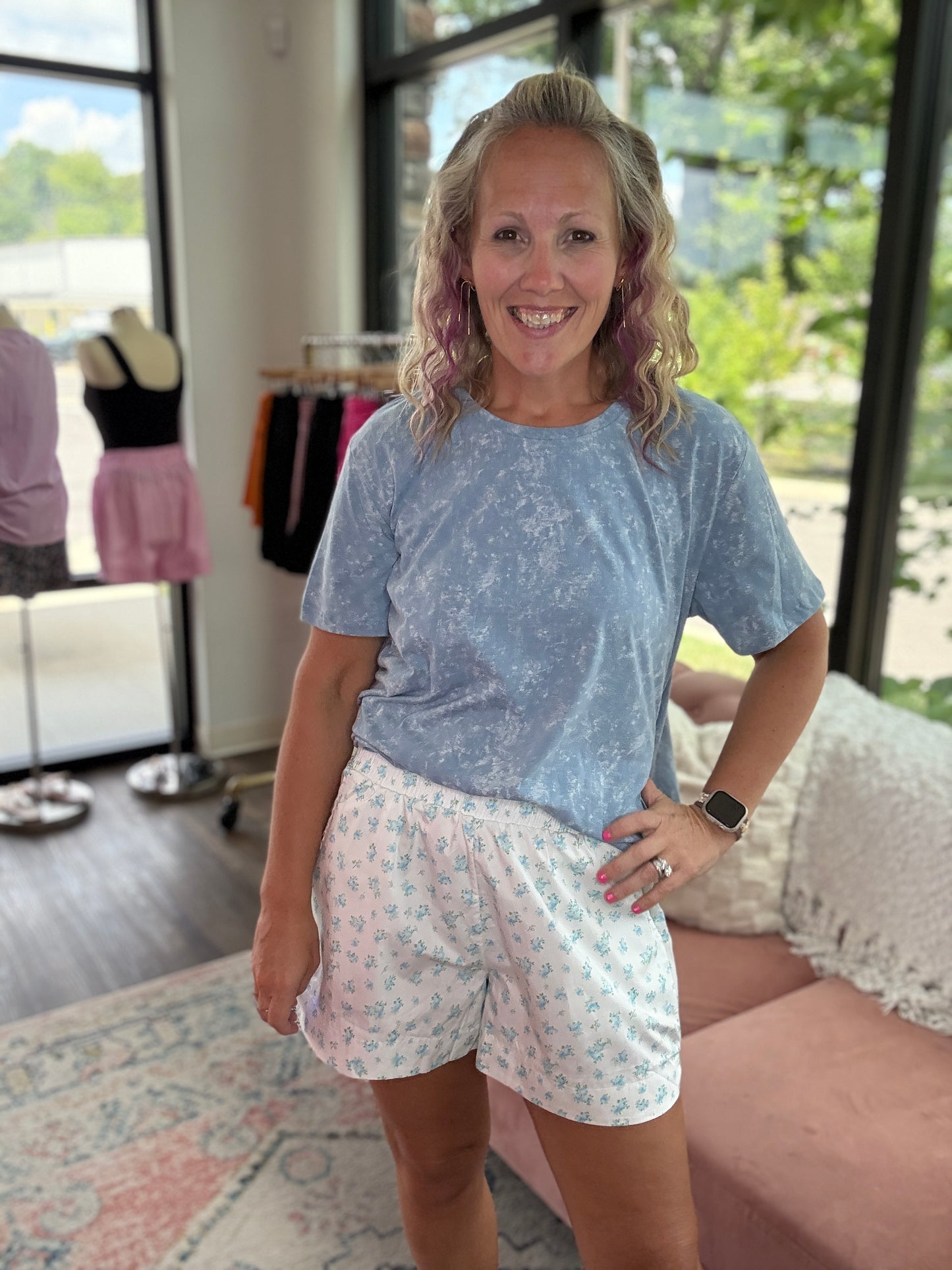 Sun & Fun Shorts- Aqua Floral