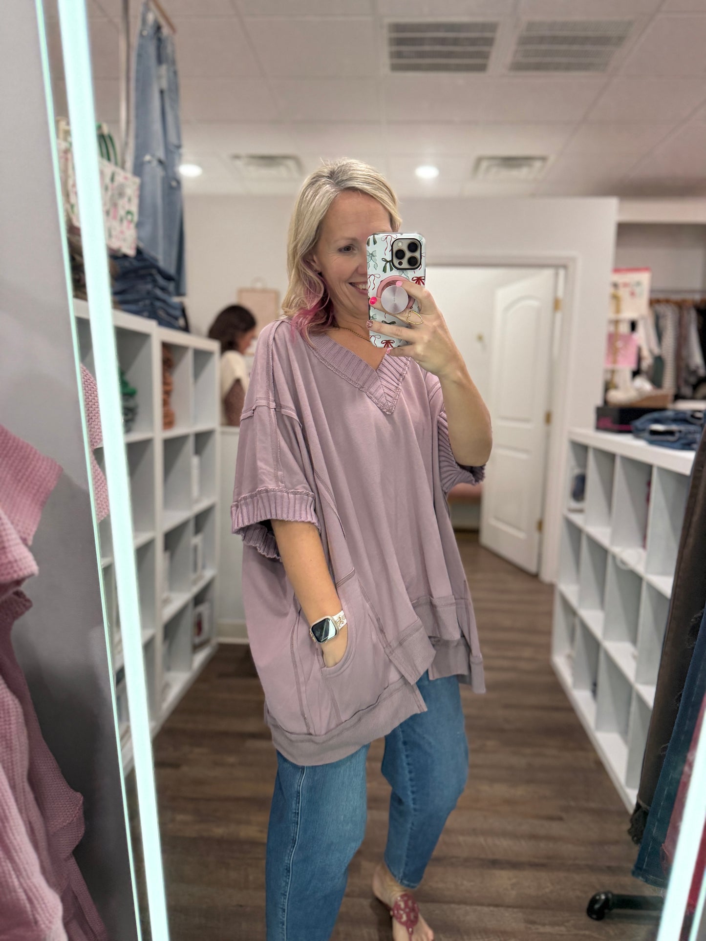 Lavender Edge Oversized Top