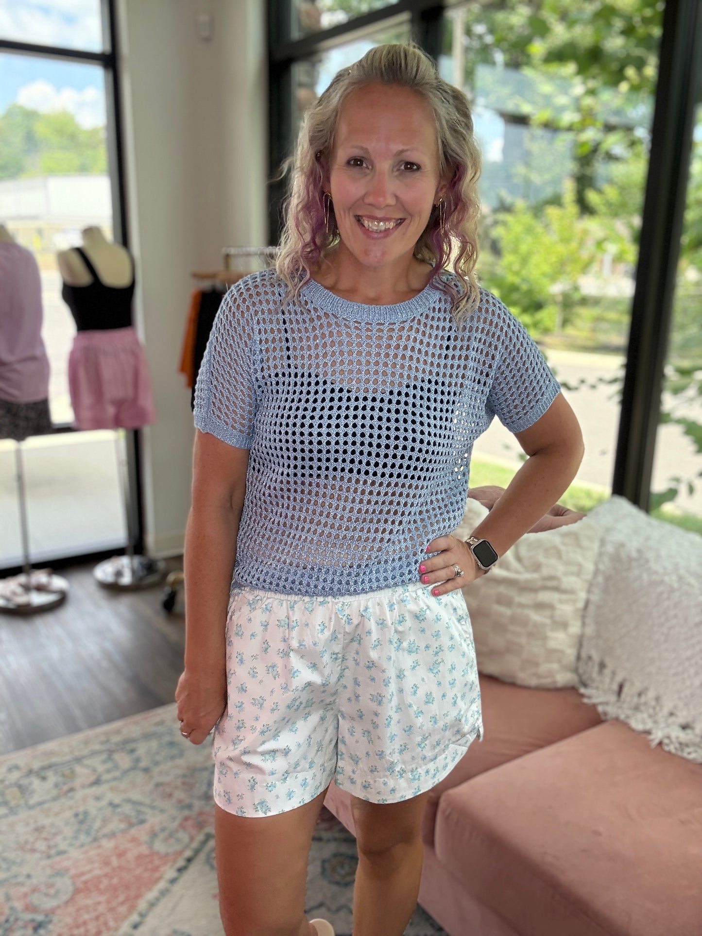 Sun & Fun Shorts- Aqua Floral