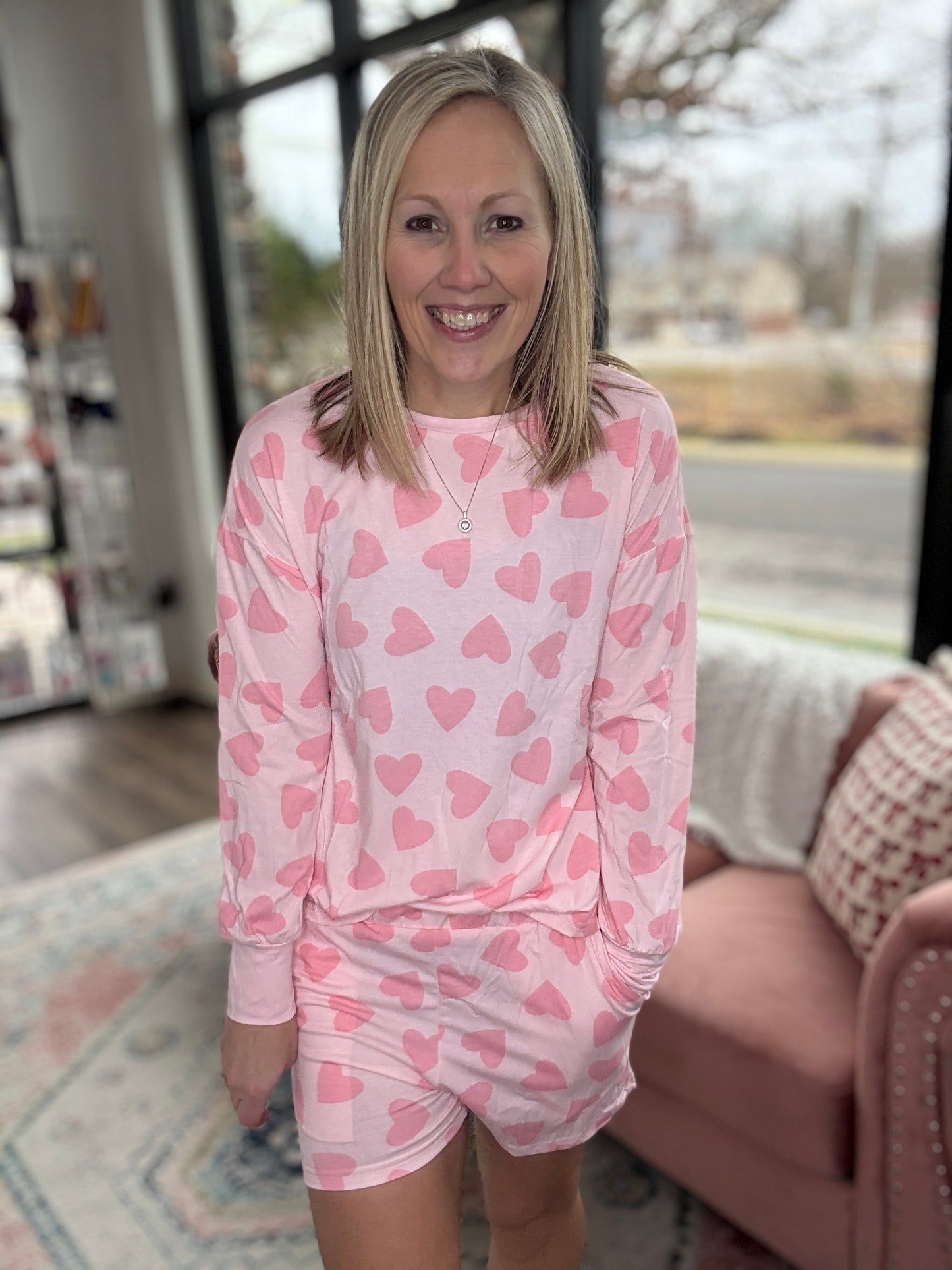 Heart Print Loungewear Set