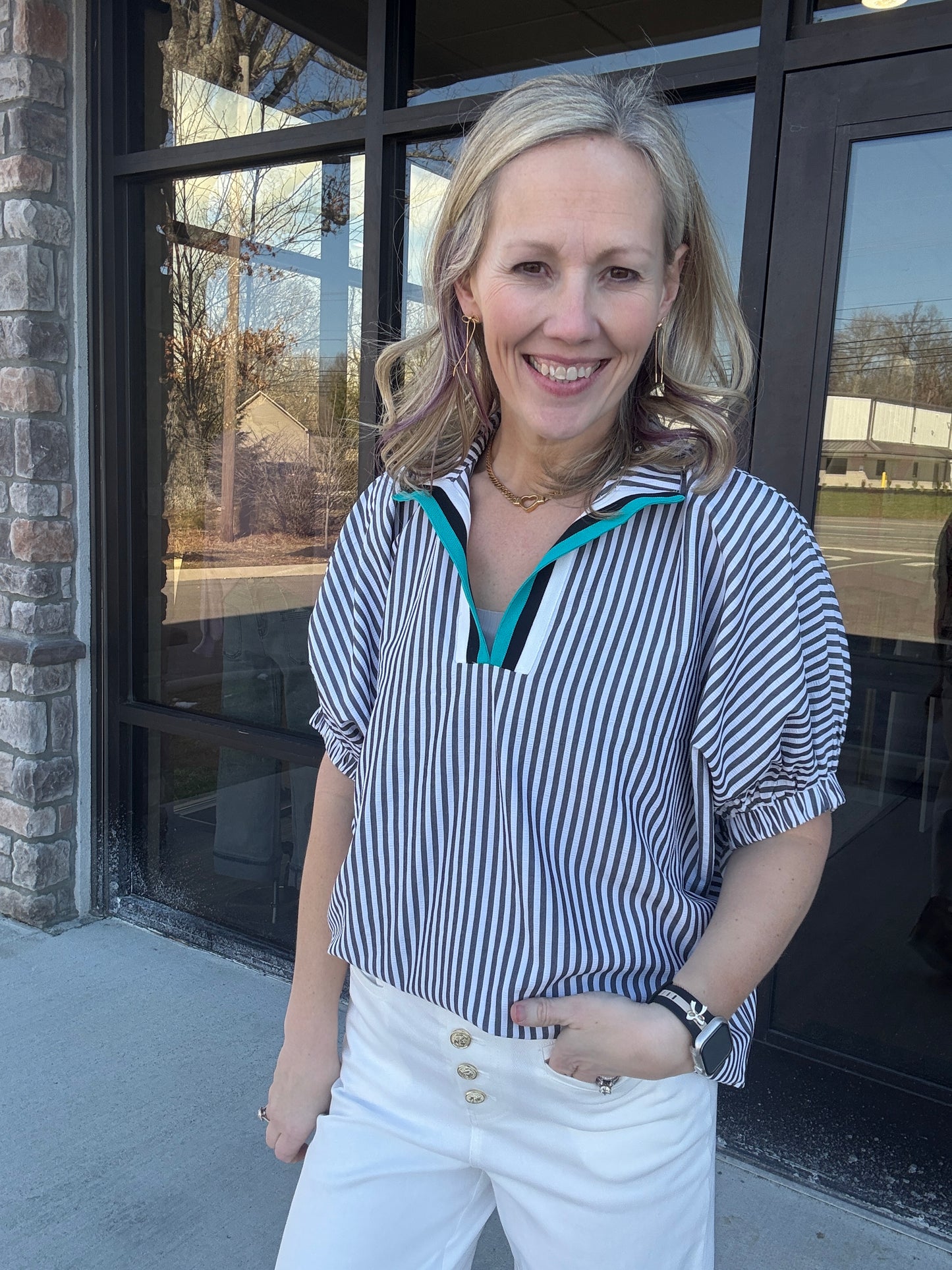 Spectrum Striped Top- Black