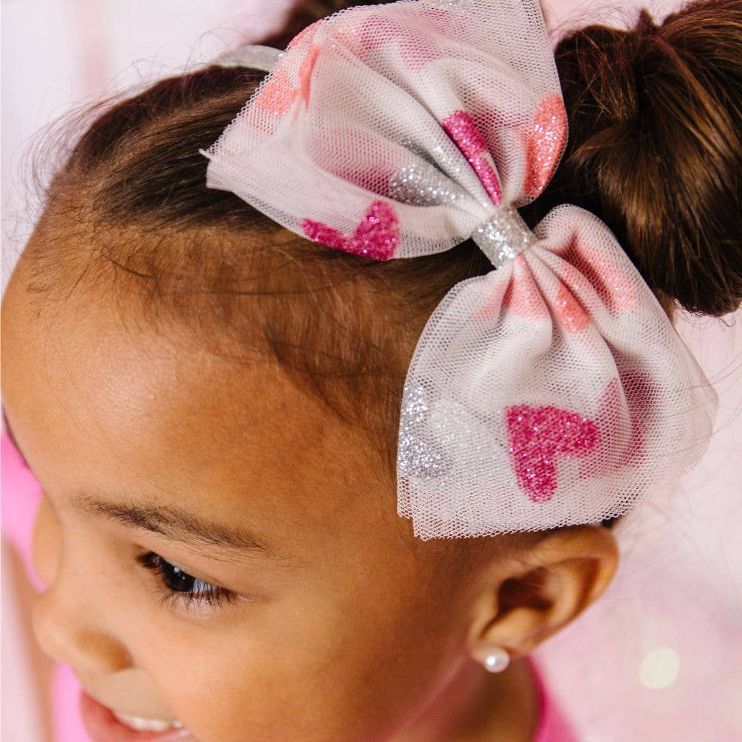 Glitter Heart Bow Headband