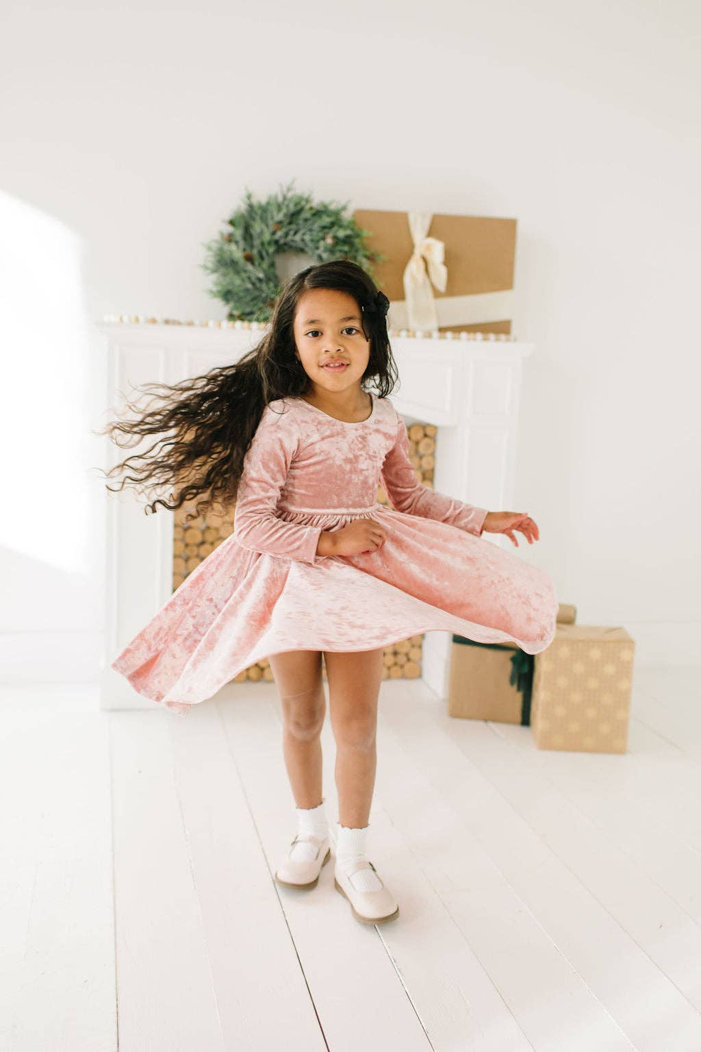 Gwendolyn Blush Velvet Dress