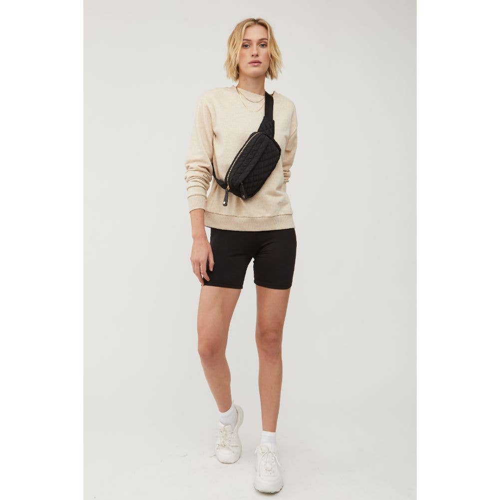 Quilted Belt Bag- Black