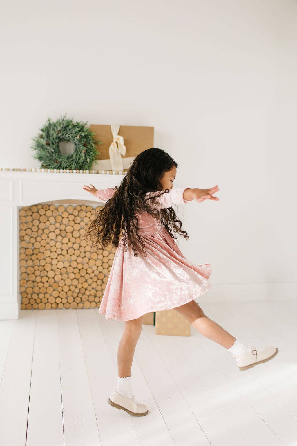 Gwendolyn Blush Velvet Dress