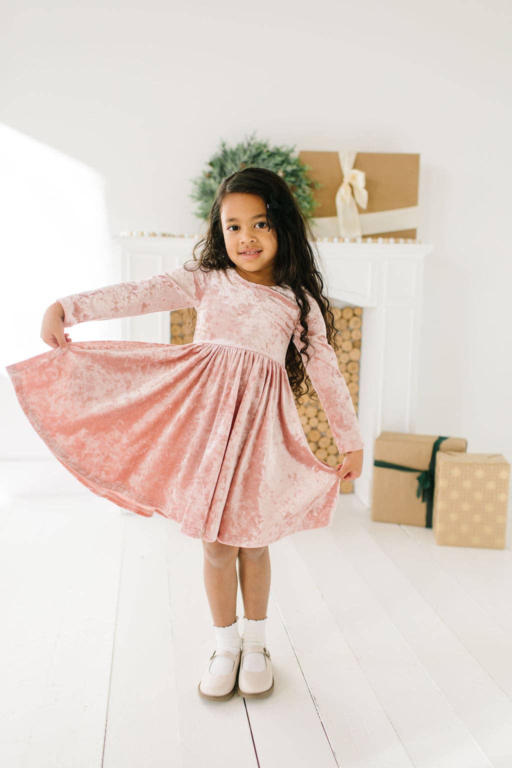 Gwendolyn Blush Velvet Dress