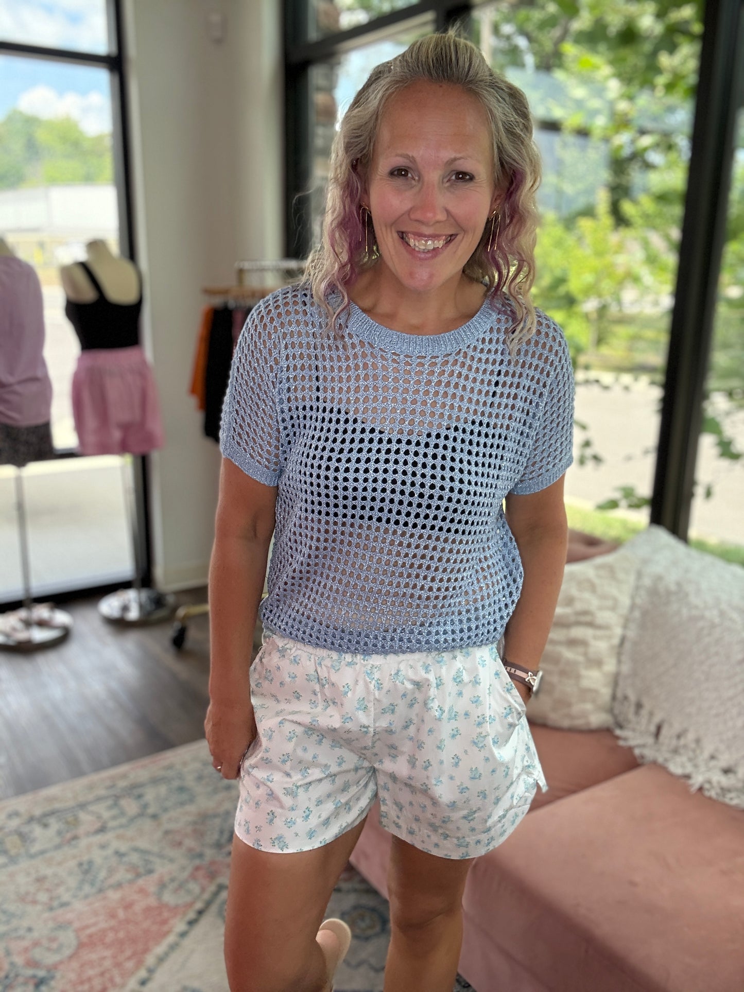 Sun & Fun Shorts- Aqua Floral