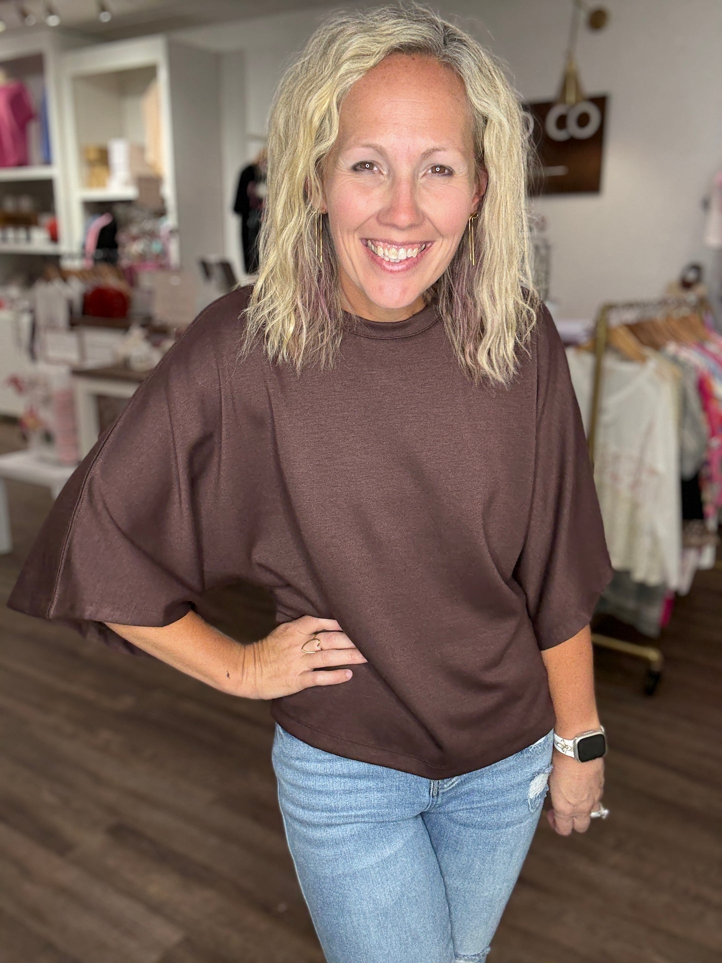 Saturday Stroll Top- Brown