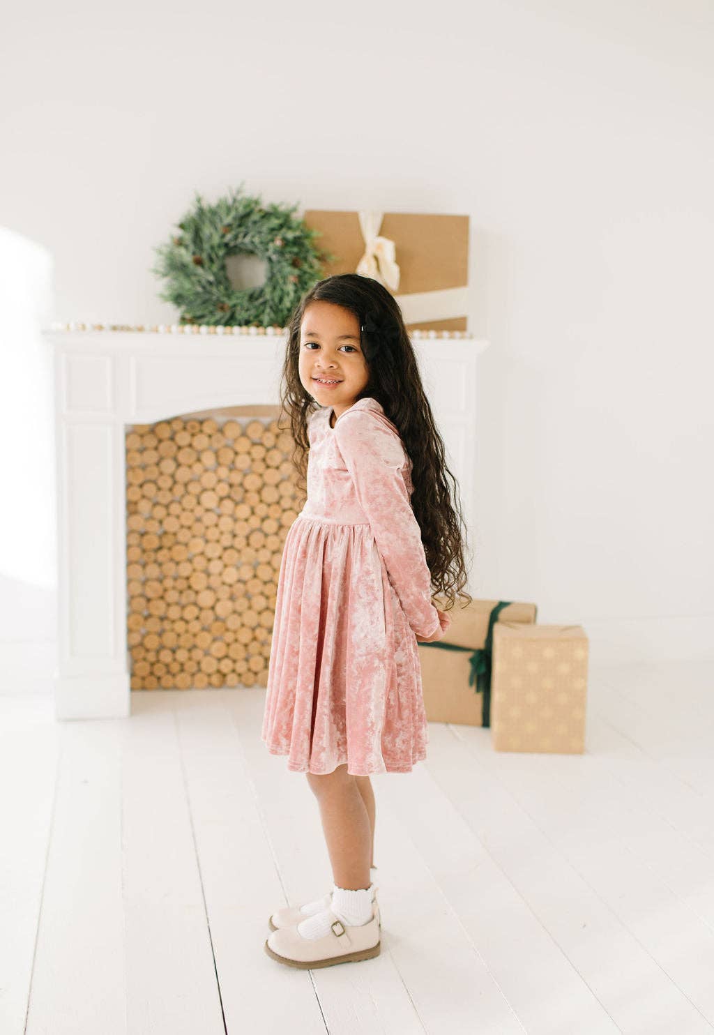 Gwendolyn Blush Velvet Dress