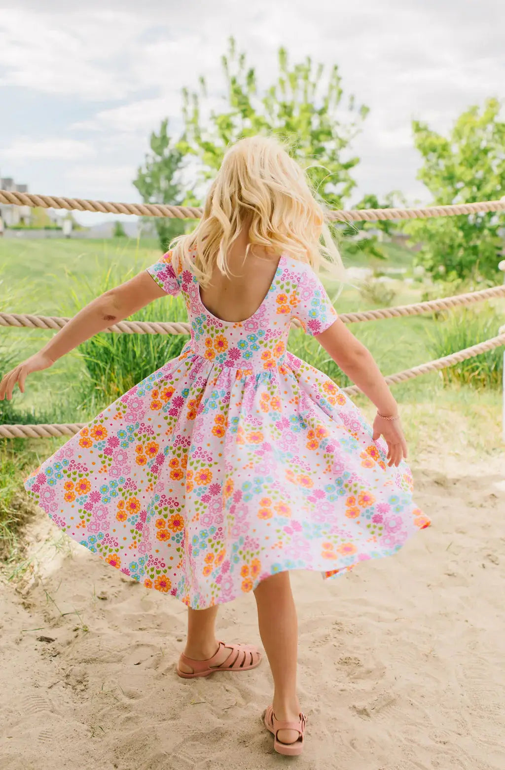 Pink Flowers Twirl Dress