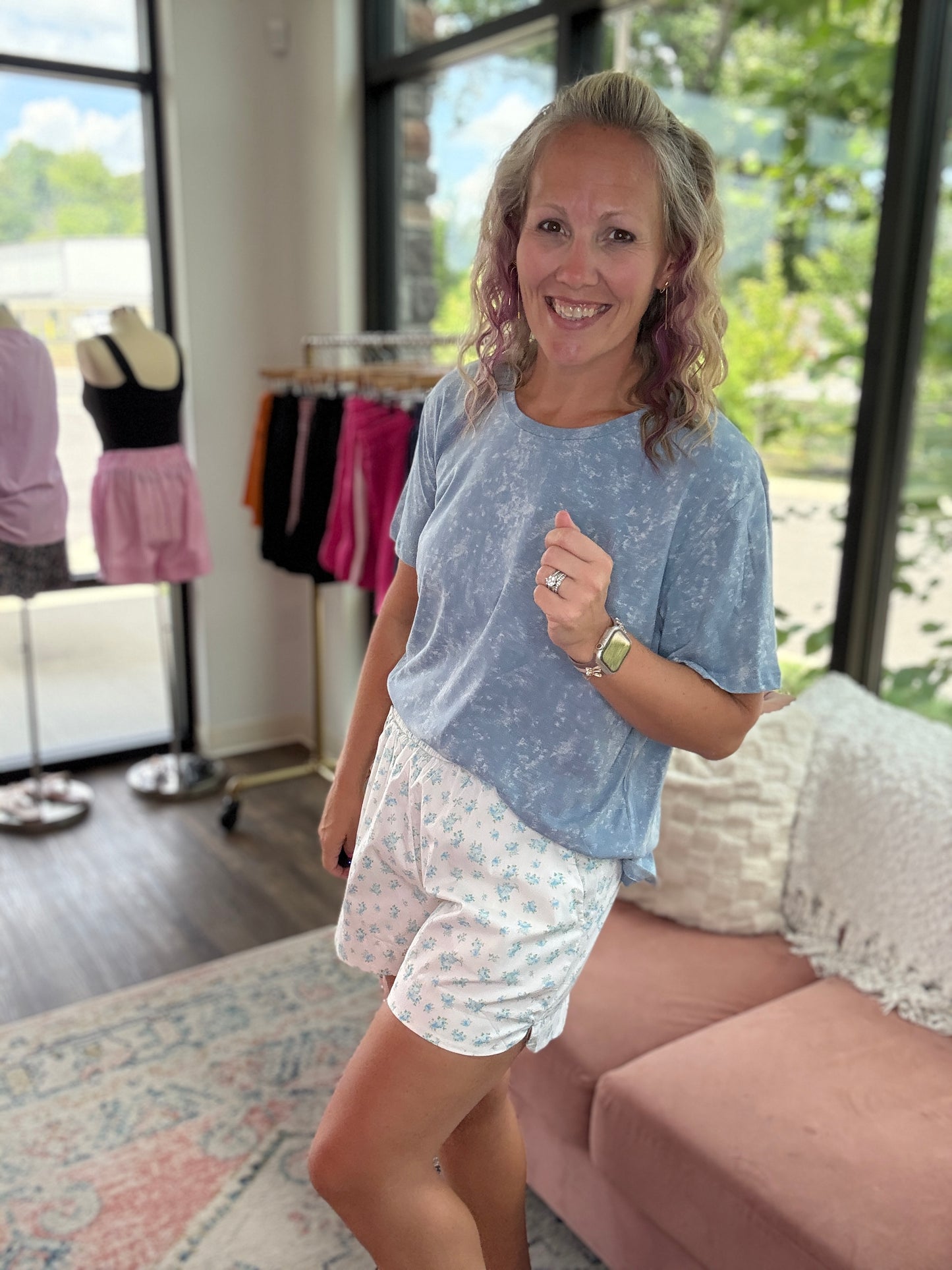 Sun & Fun Shorts- Aqua Floral