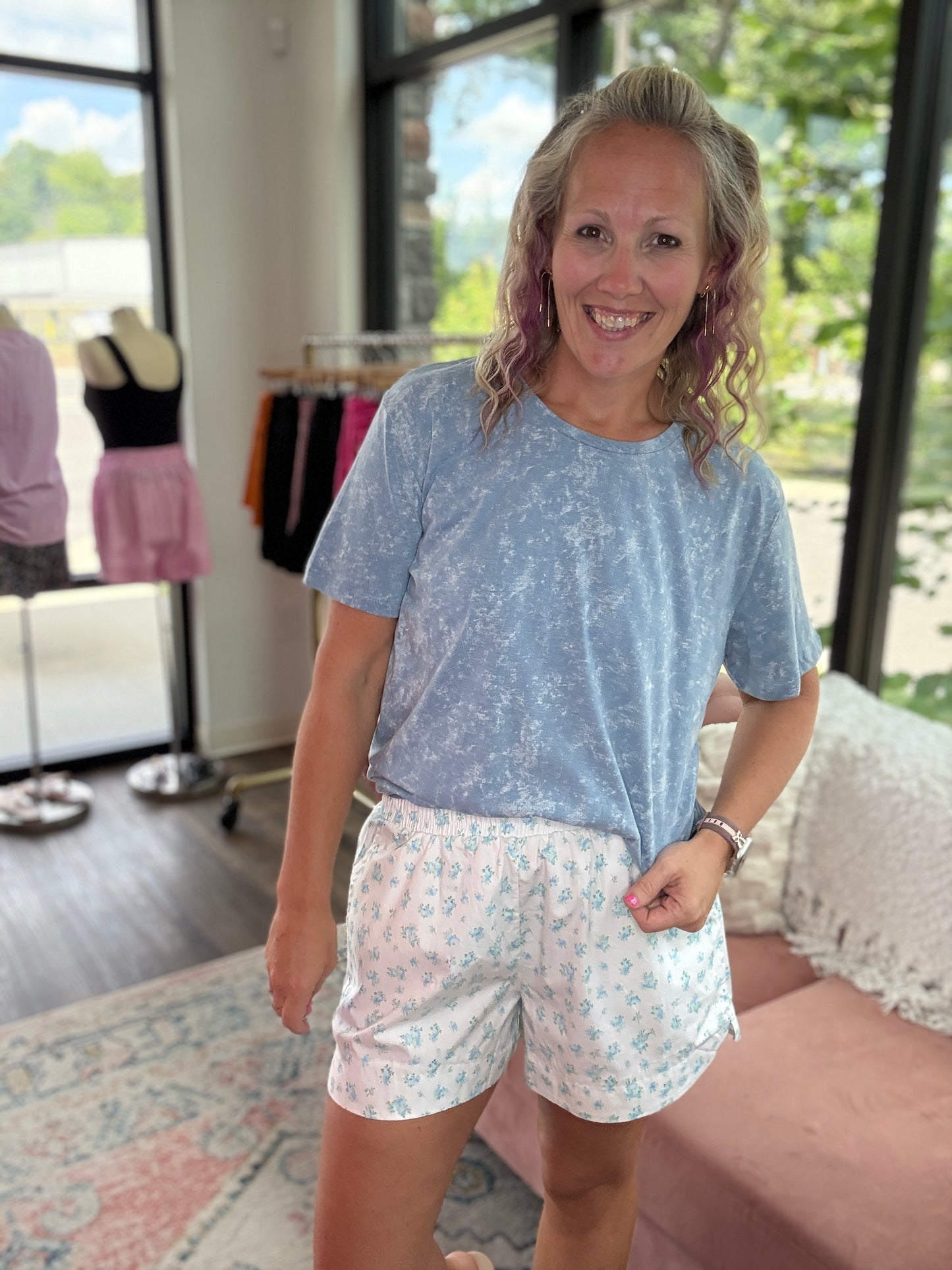 Sun & Fun Shorts- Aqua Floral