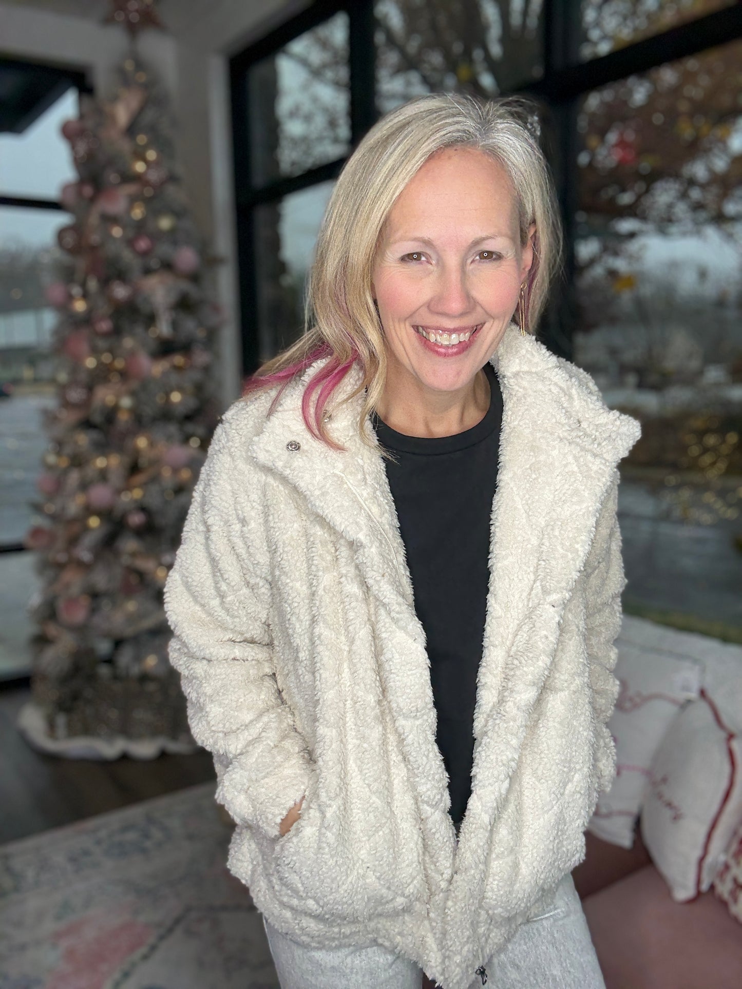 Candie Sherpa Jacket- Beige