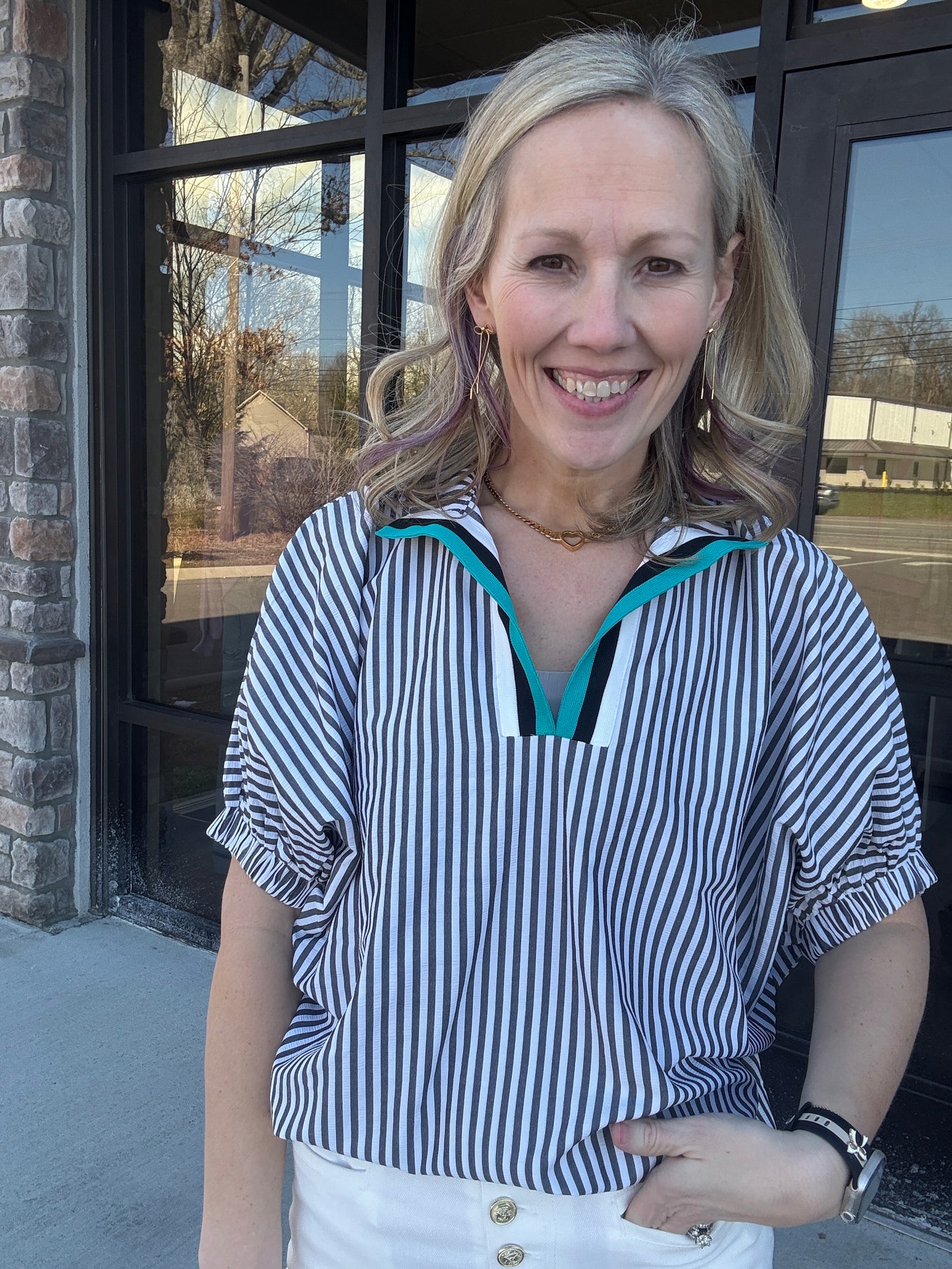Spectrum Striped Top- Black
