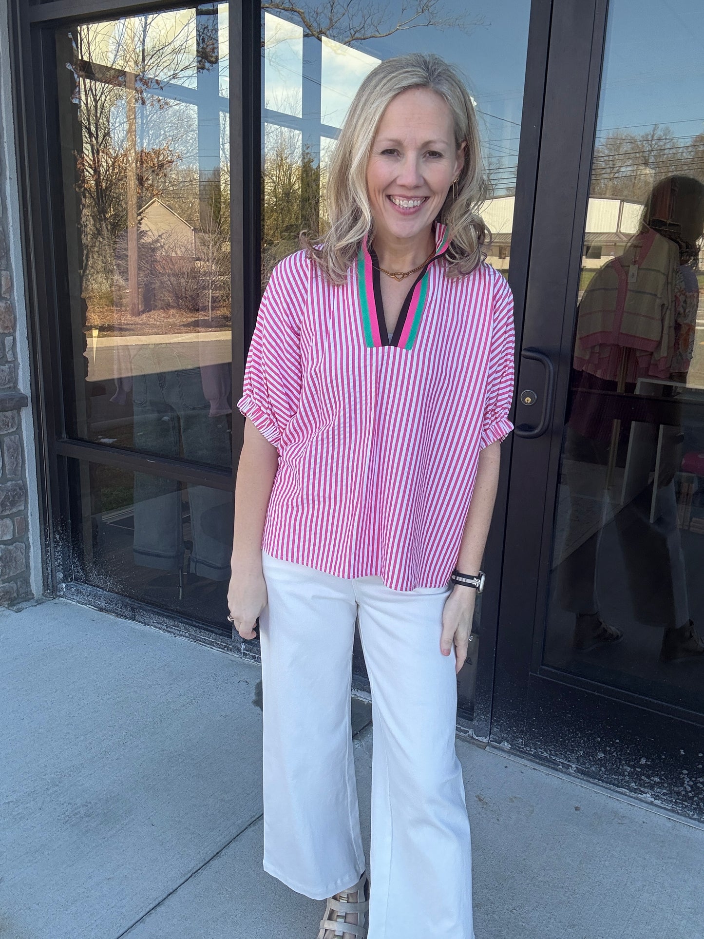 Spectrum Striped Top- Pink