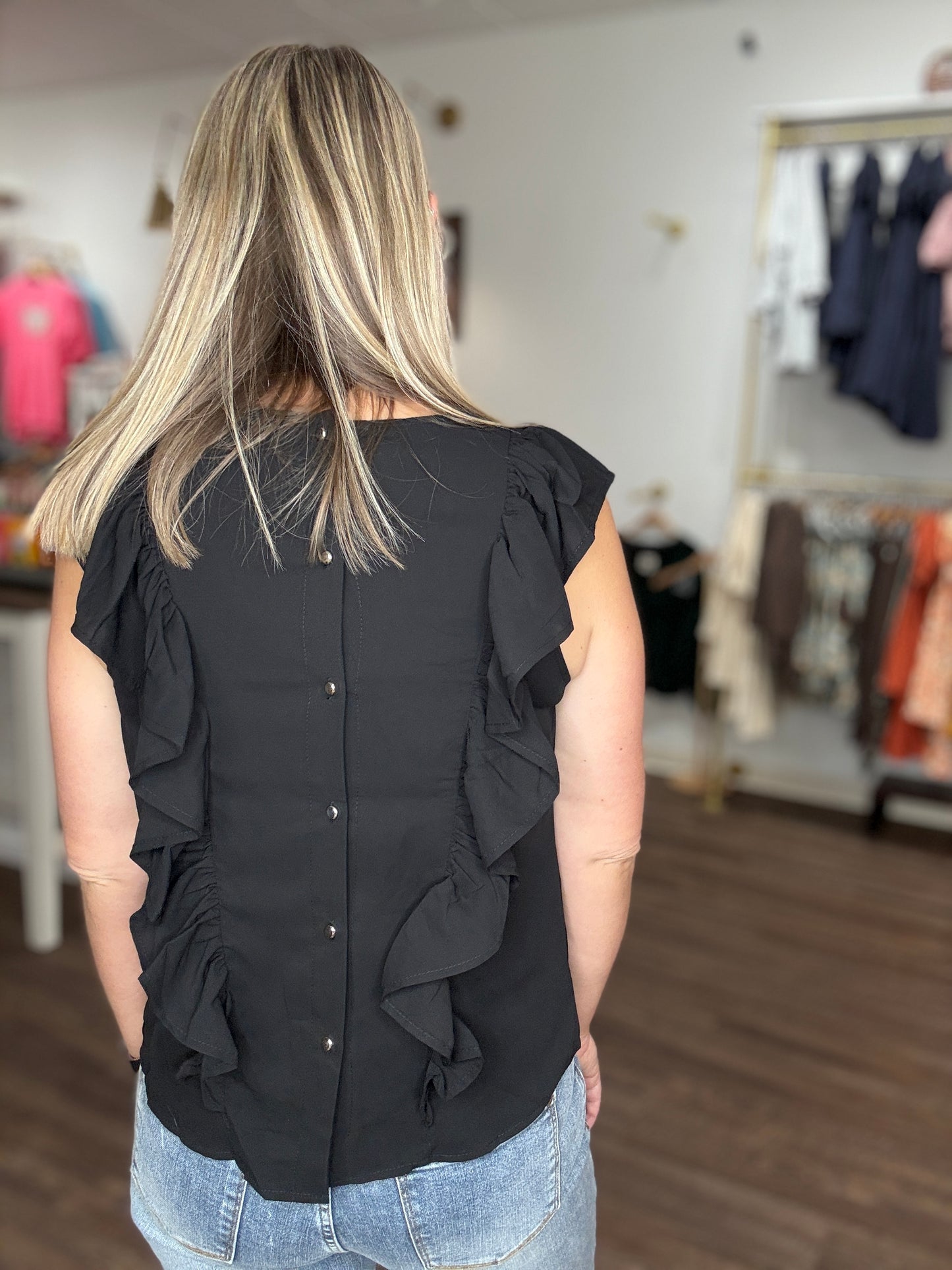Kylie Twist Tie Top- Black (S,M)